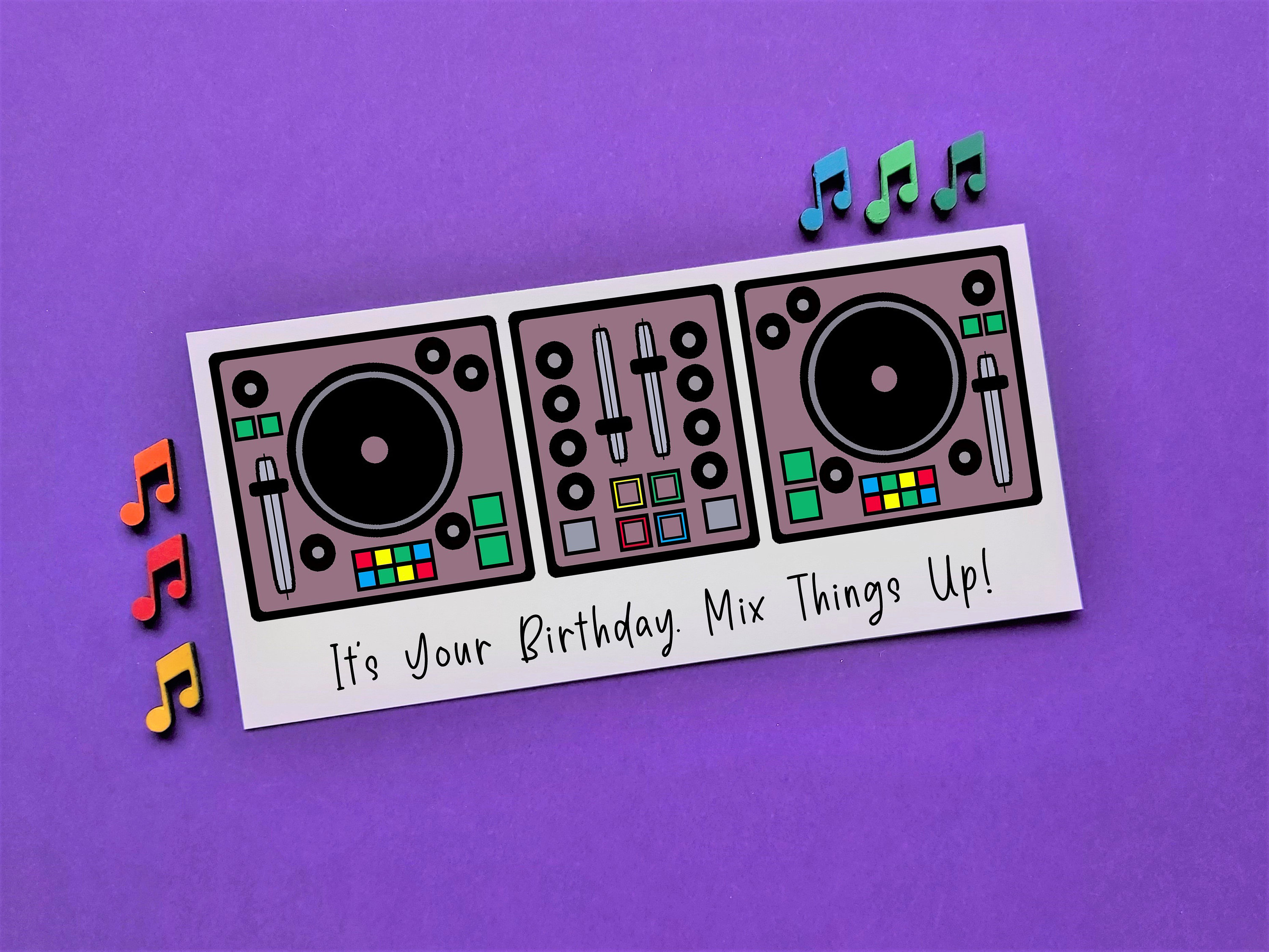 DJ Decks Birthday Card, Mixing Decks Card, DJ Card, DJ Birthday Card, Turntable Card