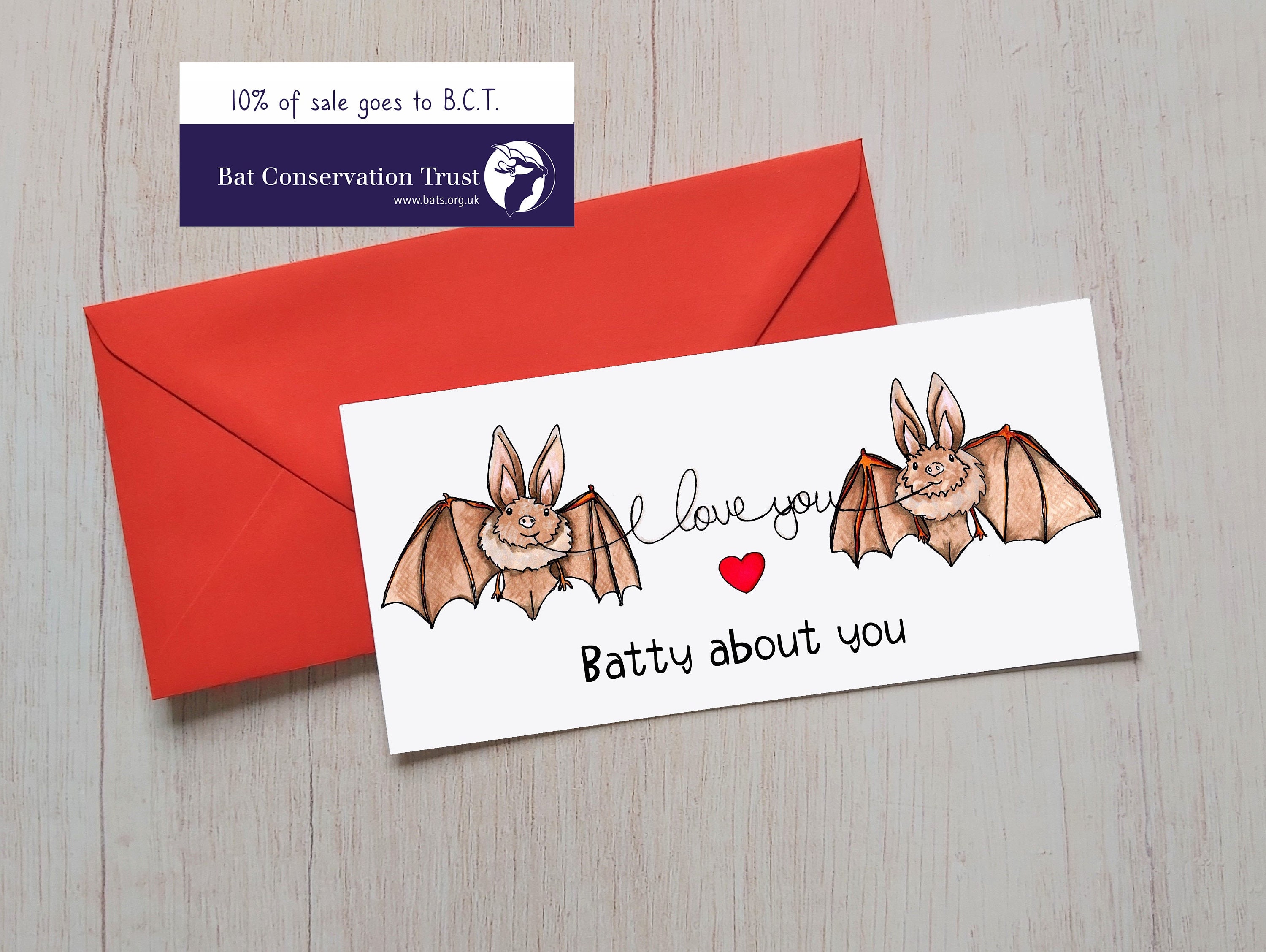Bat Love Card, Bat Valentine's Day Card, Bat Anniversary Card, Bat Birthday Card, For Husband, Wife,