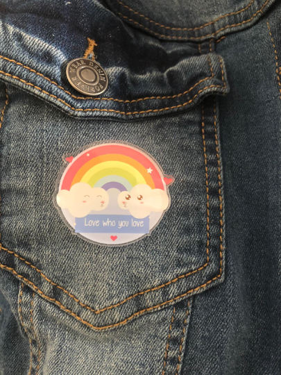 LGBT Acrylic Pin, Love who you love