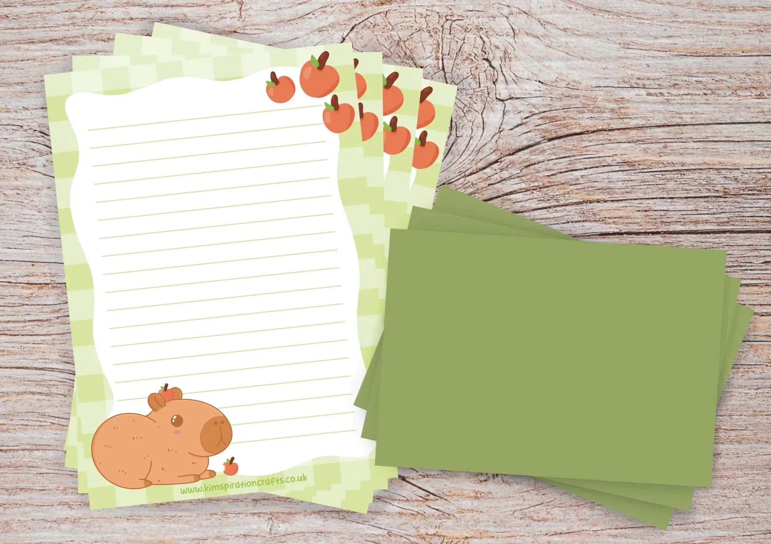 Capybara letter writing set, A5 Writing set with envelopes