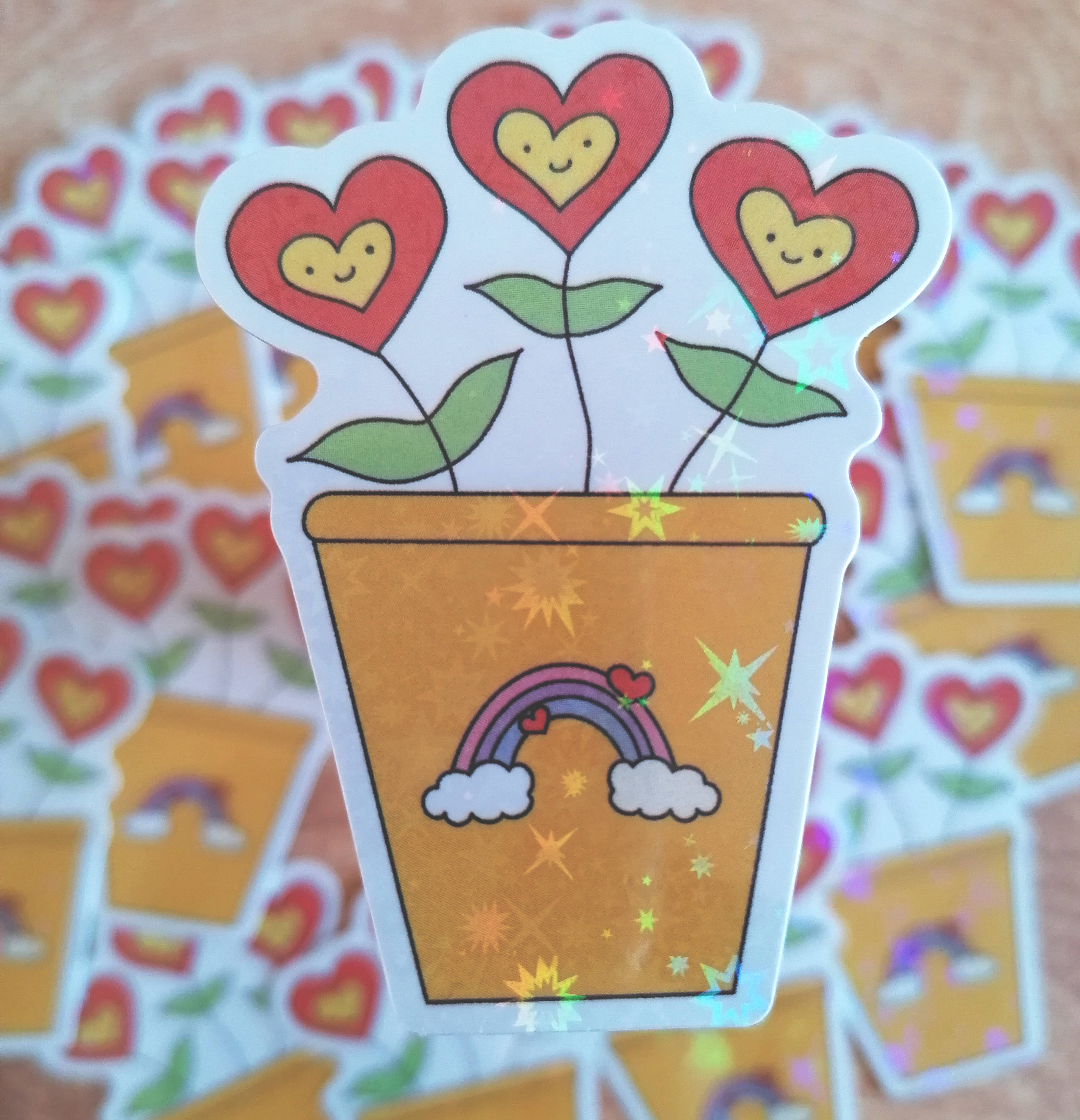 HOLOGRAPHIC Girly Flower Sticker