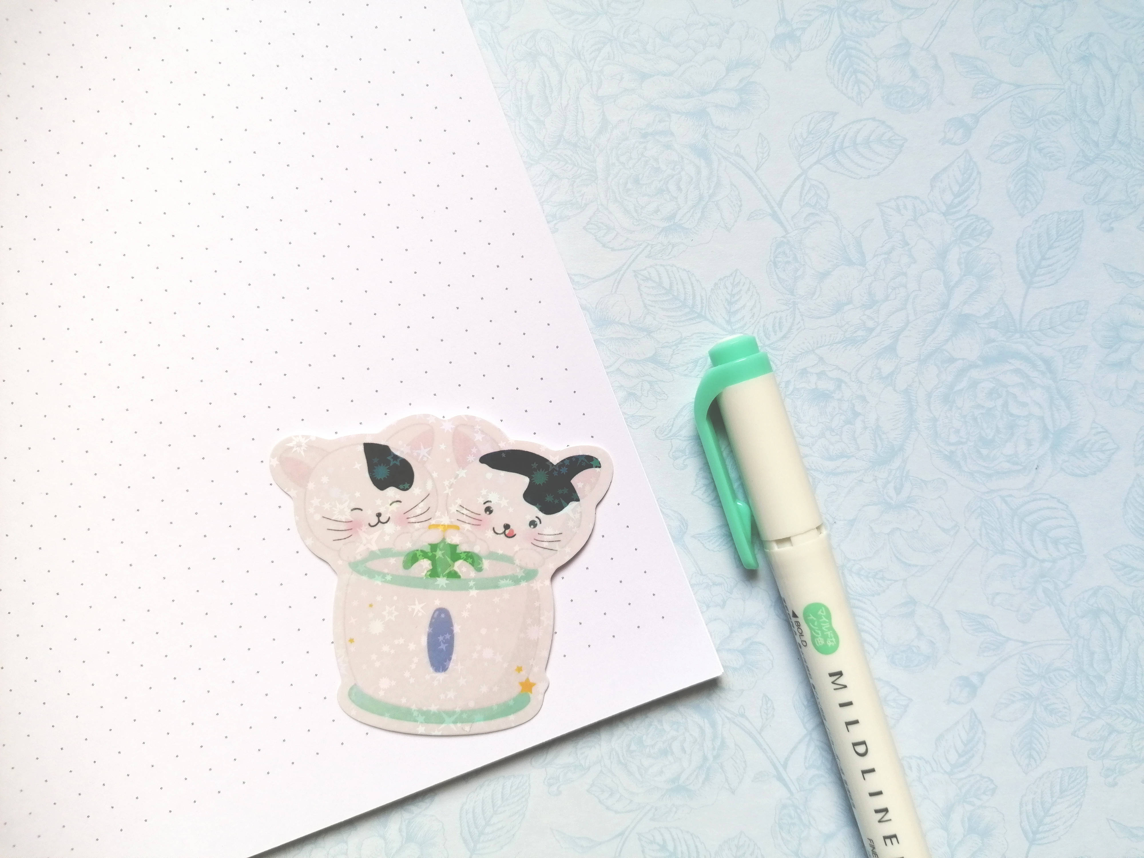 HOLOGRAPHIC Cats By Drink Fountain Sticker