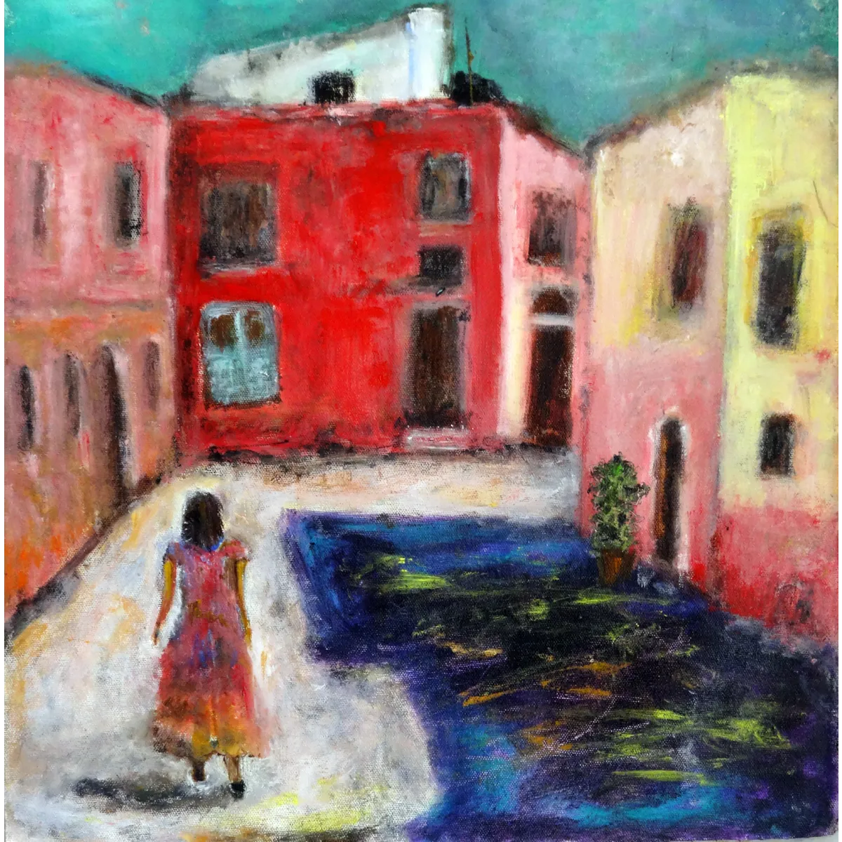 A Quiet Neighborhood Oil Painting