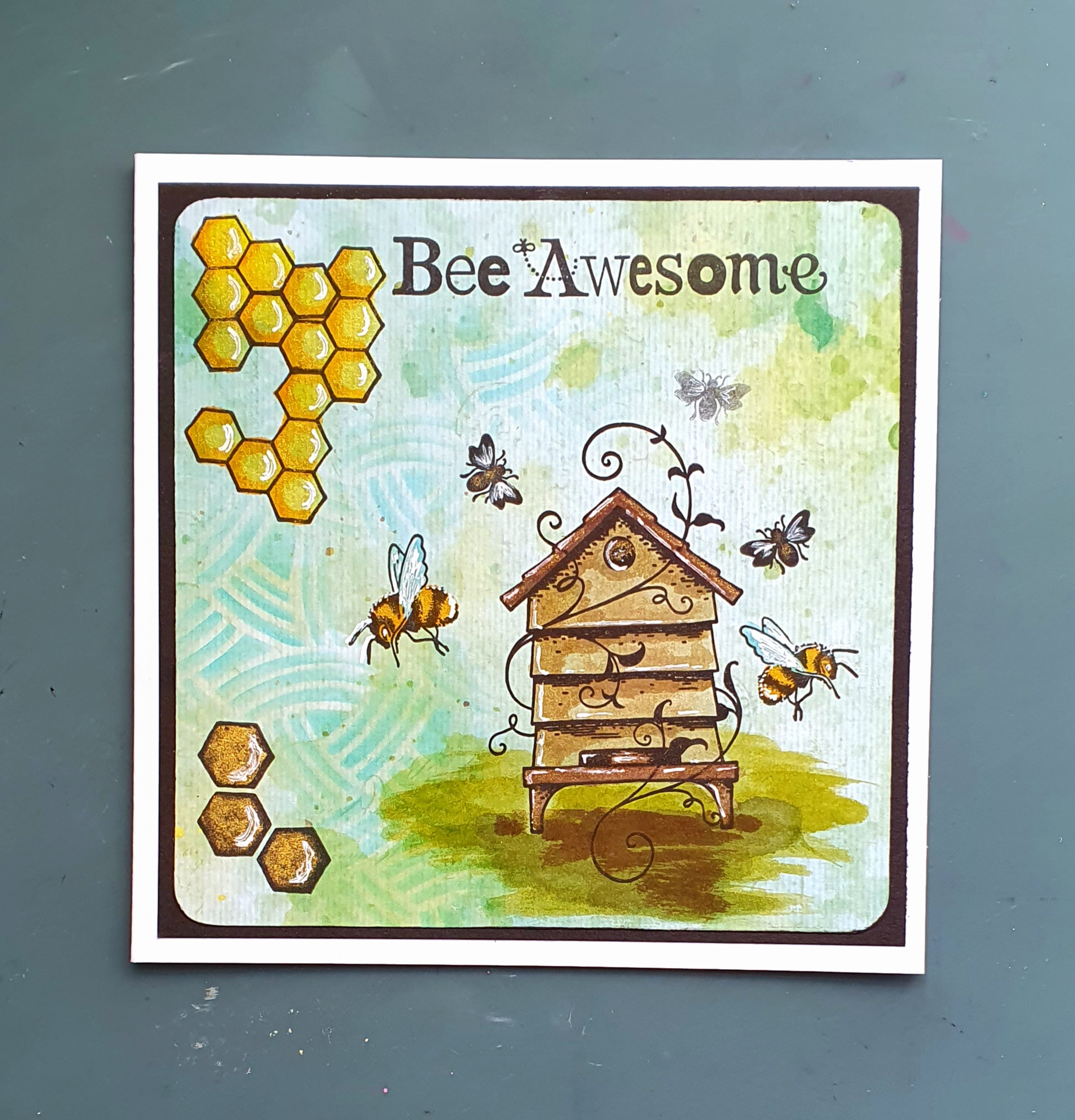 Bee-hive – Handmade Greeting Card by AngieD