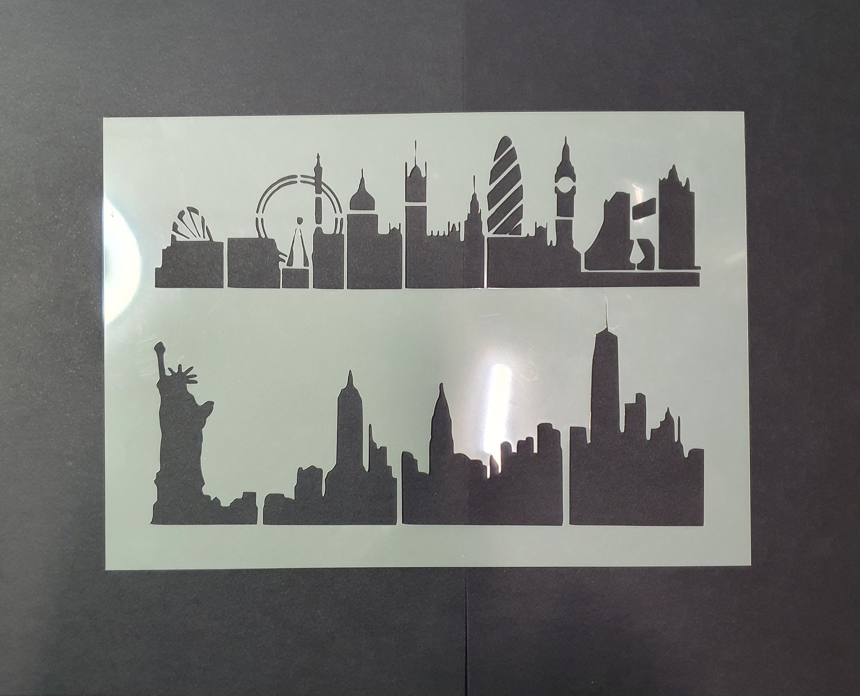 Skylines - London to New York Stencil