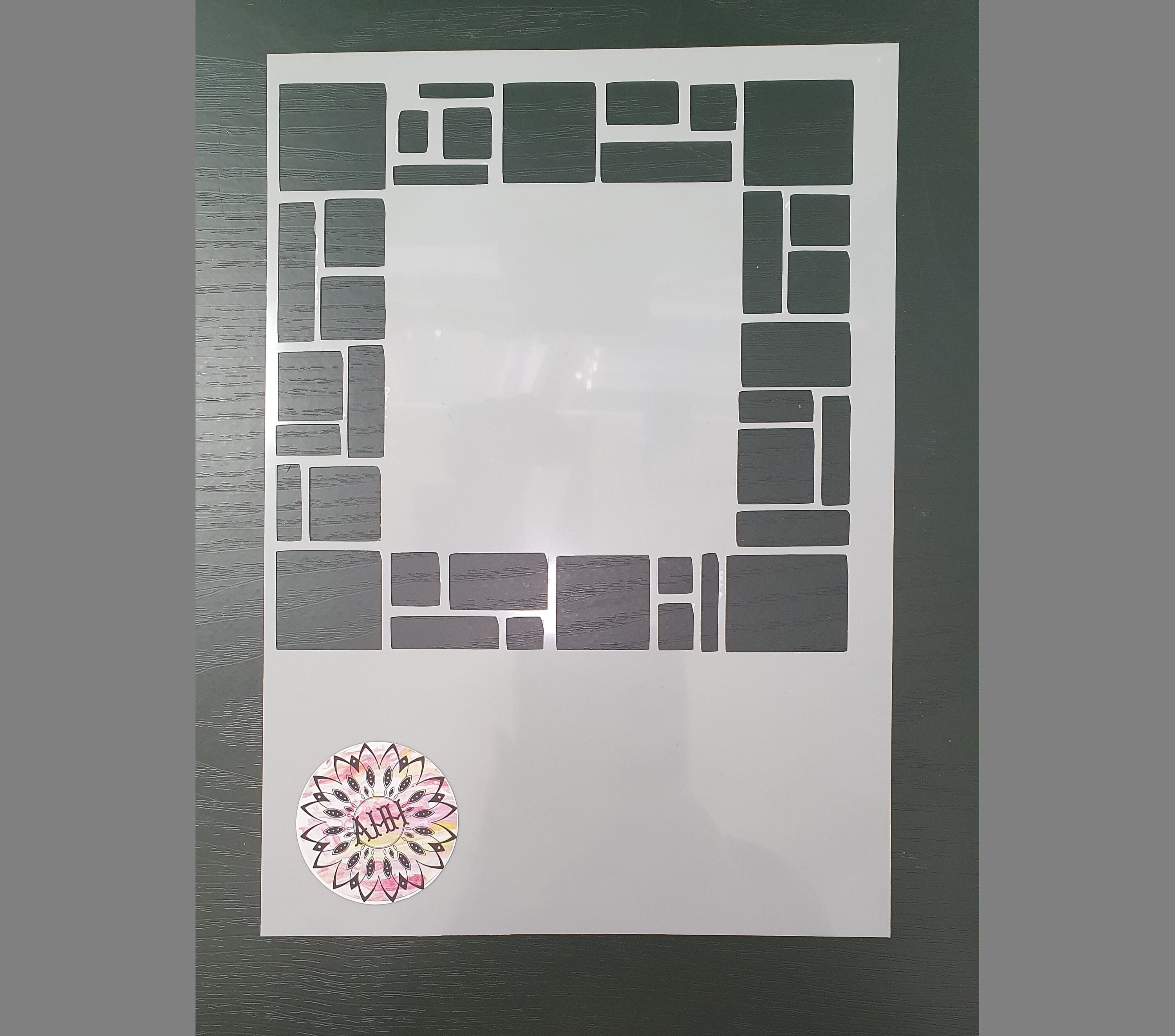 Geometric Square Boxes Frame Stencil