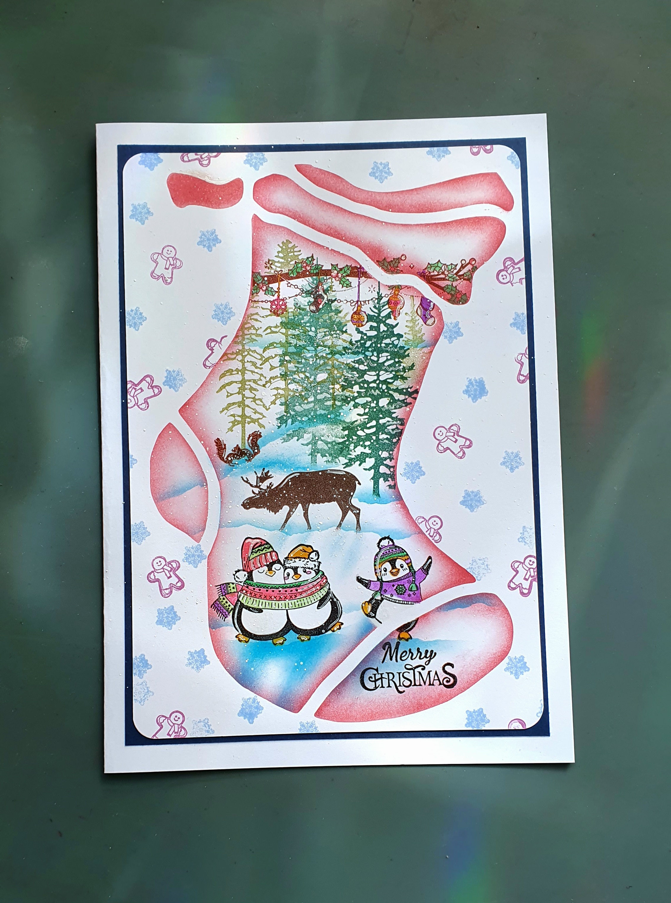 Santa’s Sock – Handmade Christmas Greeting Card by AngieD
