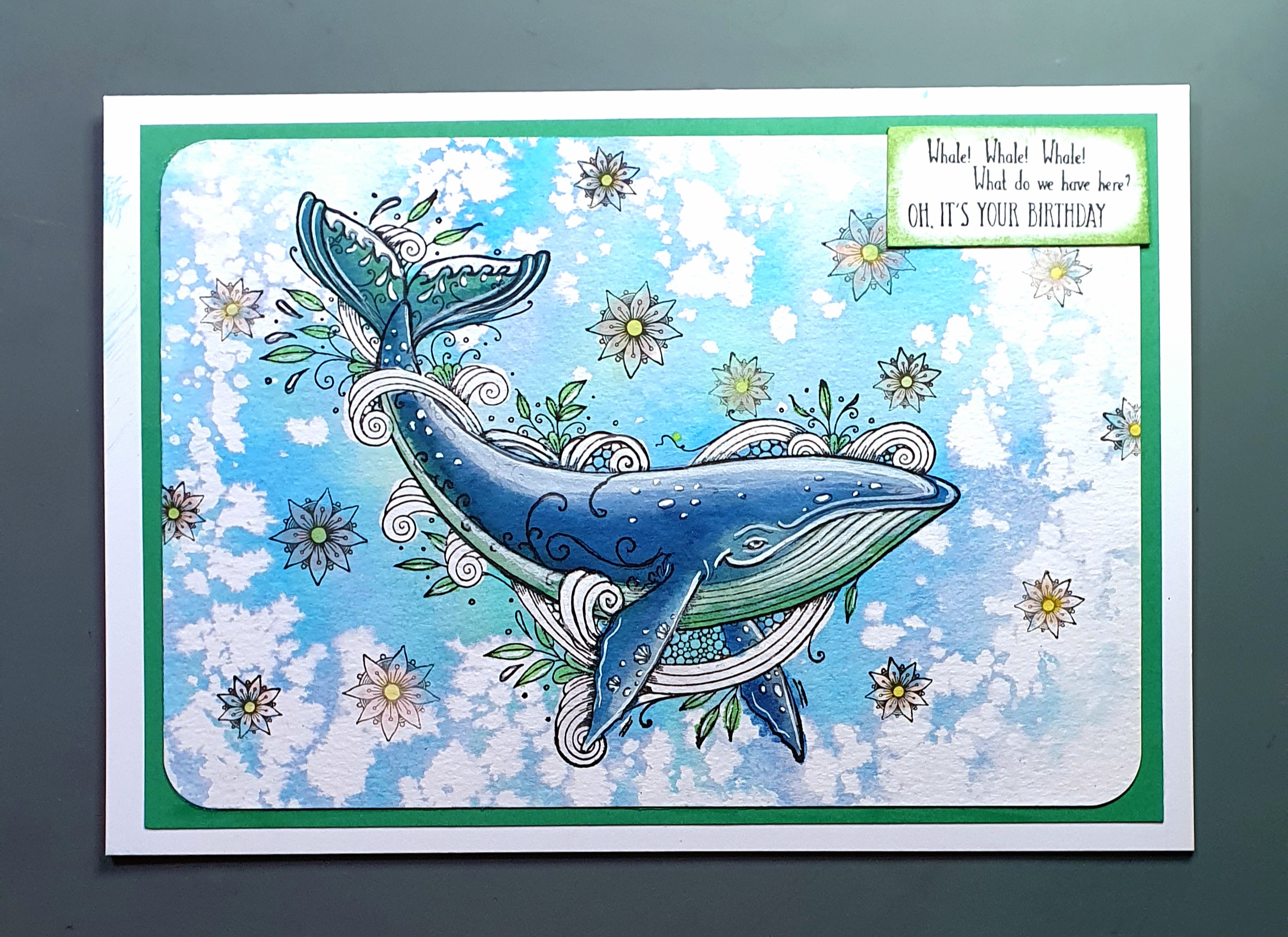 Whale of a Birthday – Handmade Ocean Greeting Card by AngieD