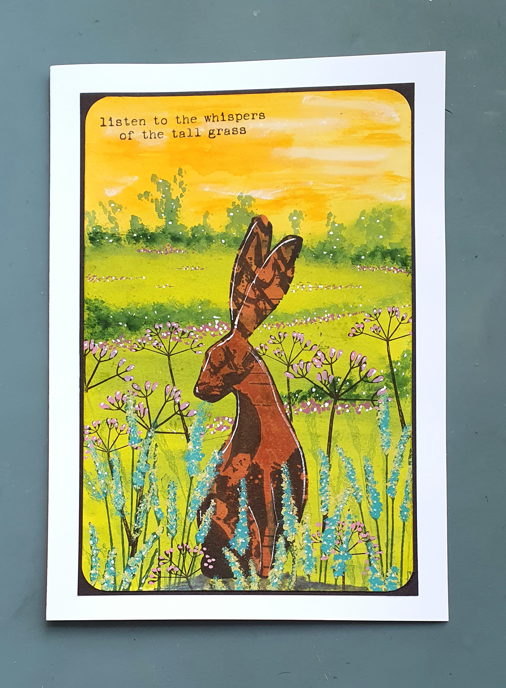Whispers of the Tall Grass – Handmade Nature-Themed Hare Card by AngieD