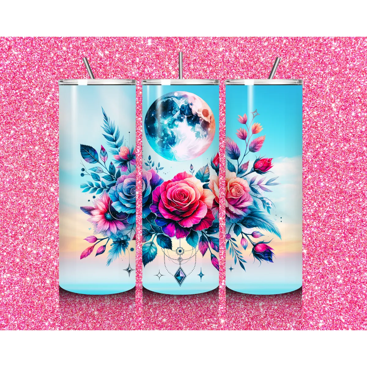 20 oz Boho Moon with Roses