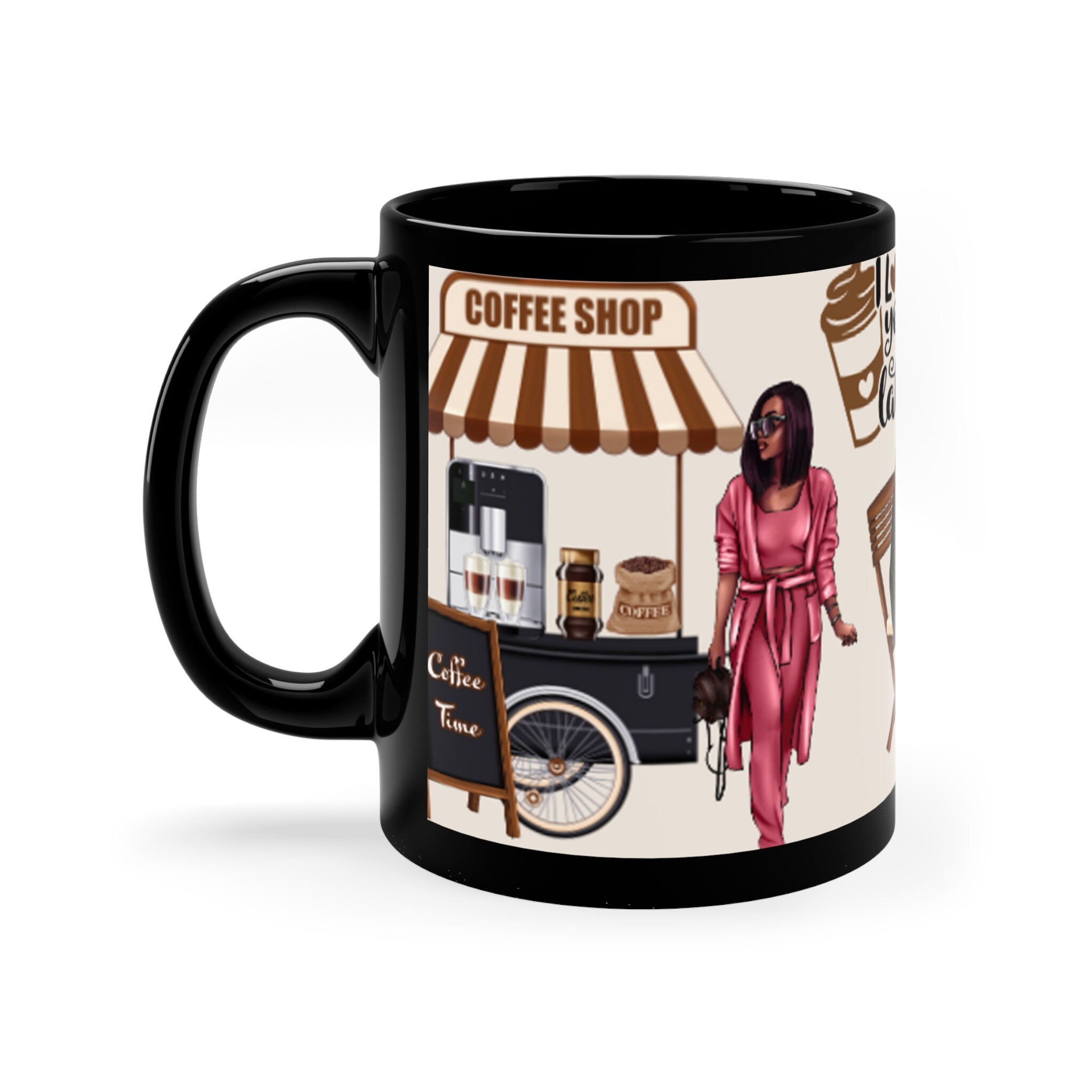 The Coffee Shop 11oz Black Ceramic Coffee Mug