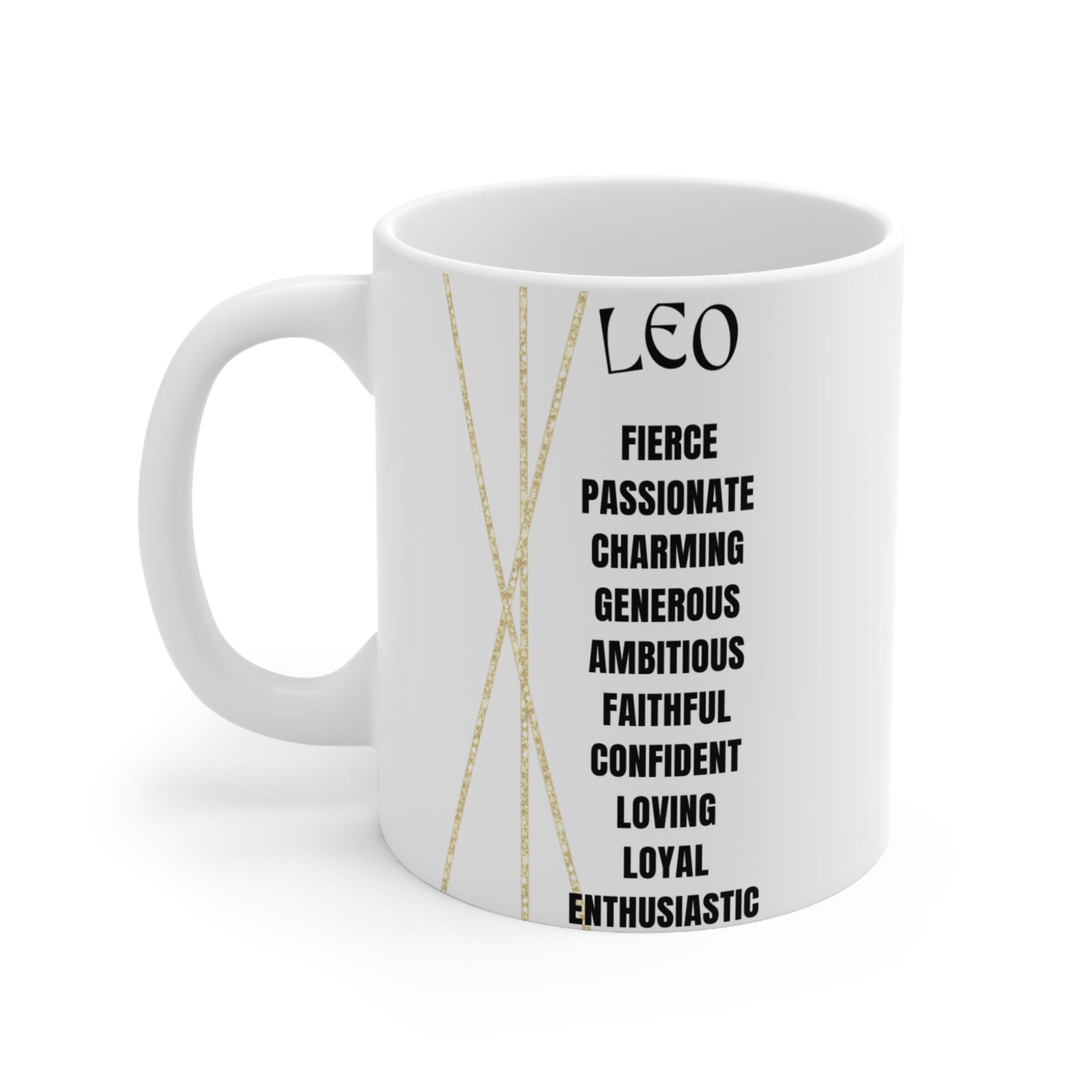 Leo 11oz White Ceramic Coffee Mug