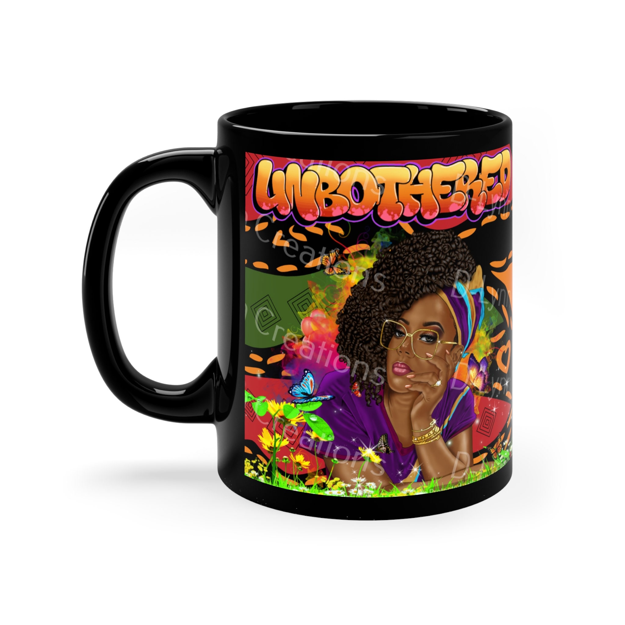 Unbothered 11oz Black Coffee Mug (watermark removed when purchased)