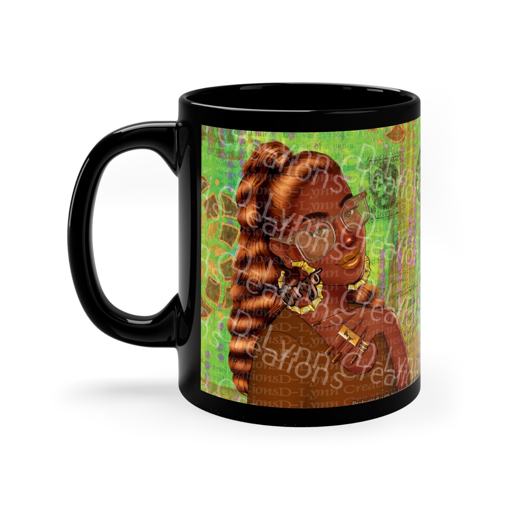 Her Zodiac Sign is Virgo, Dark Skinned Woman of Color 11oz Black Ceramic Mug (watermark removed when