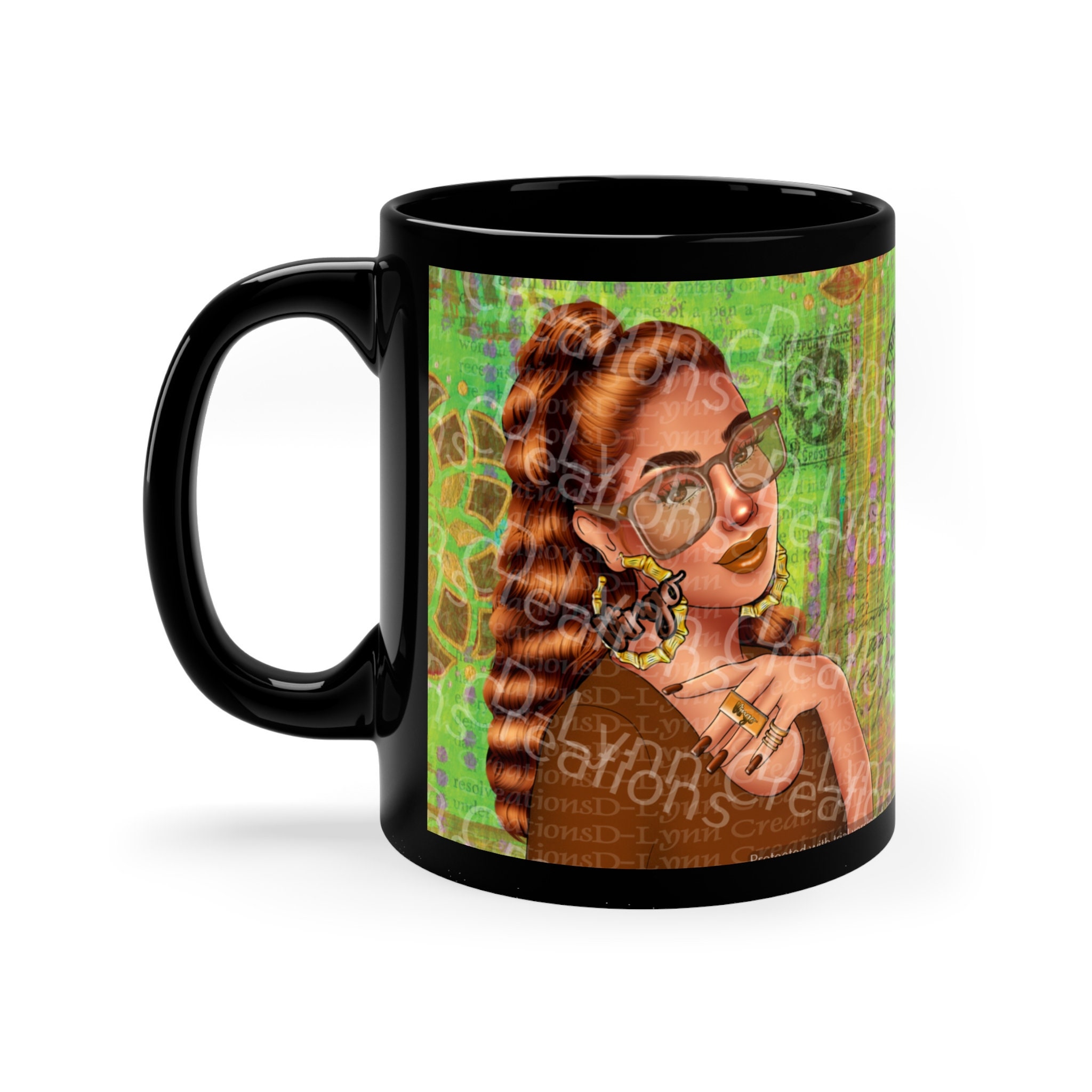 Her Zodiac Sign is Virgo, Light Skinned Woman of Color 11oz Black Ceramic Mug (watermark removed whe