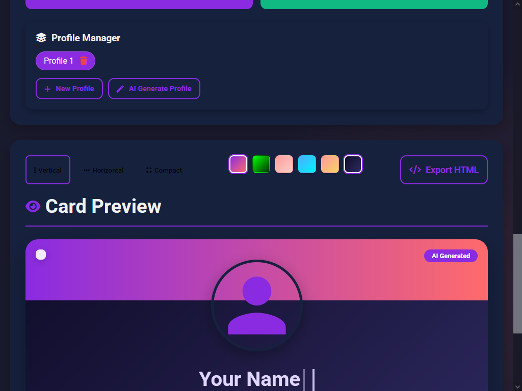 AI Profile Card Generator