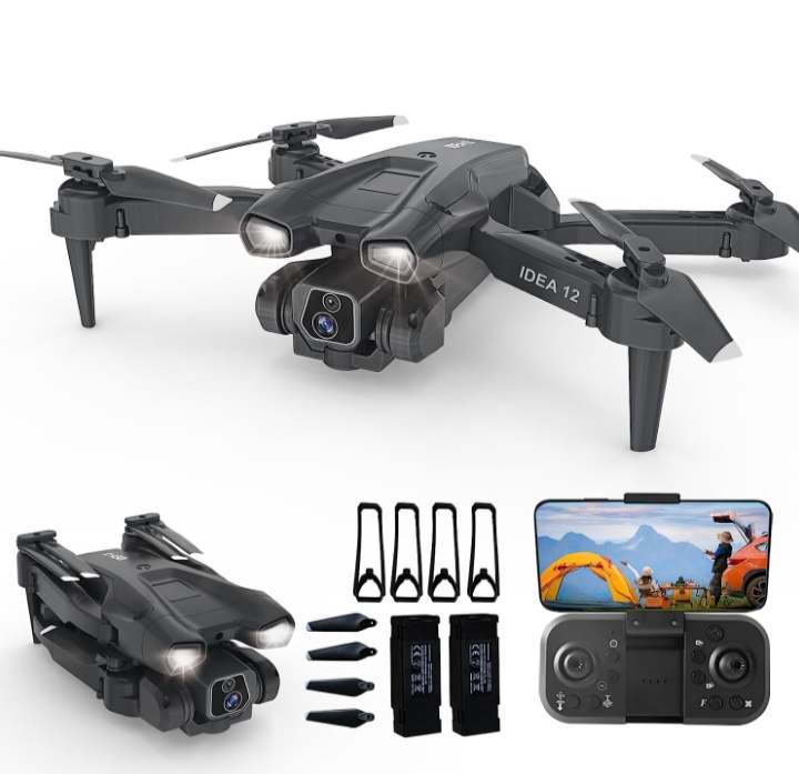 Drones con Camara HD 2 Cámaras Mini Drone para Principiantes 135°Camera Adjustable Eléctricamente