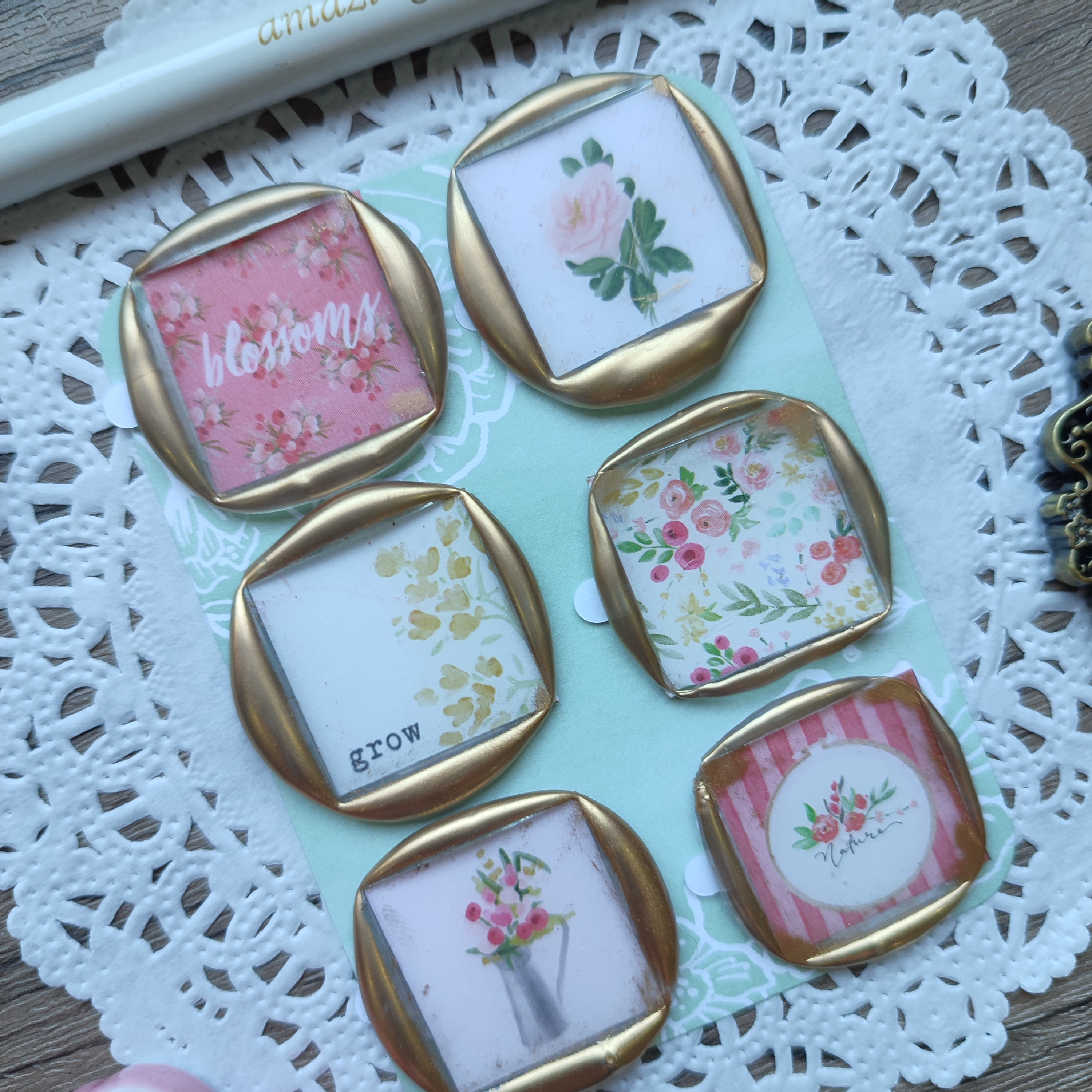 Pre-made Wax Seals in Pattern Paper (Flower Market) Set 1