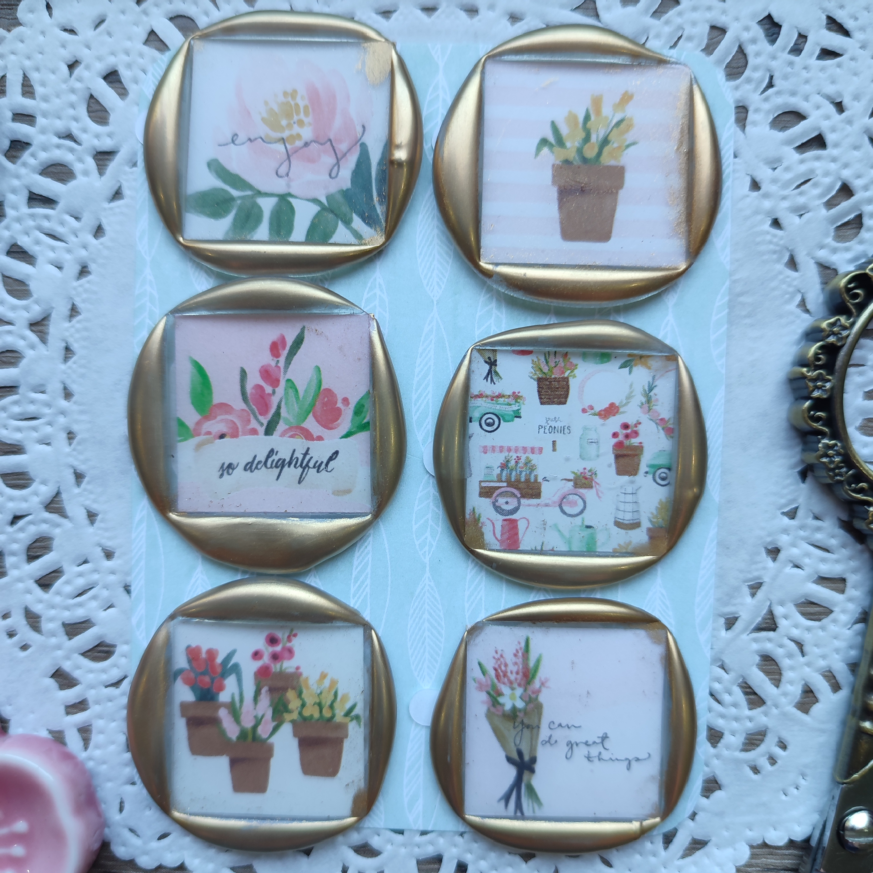 Pre-made Wax Seals in Pattern Paper (Flower Market) Set 2