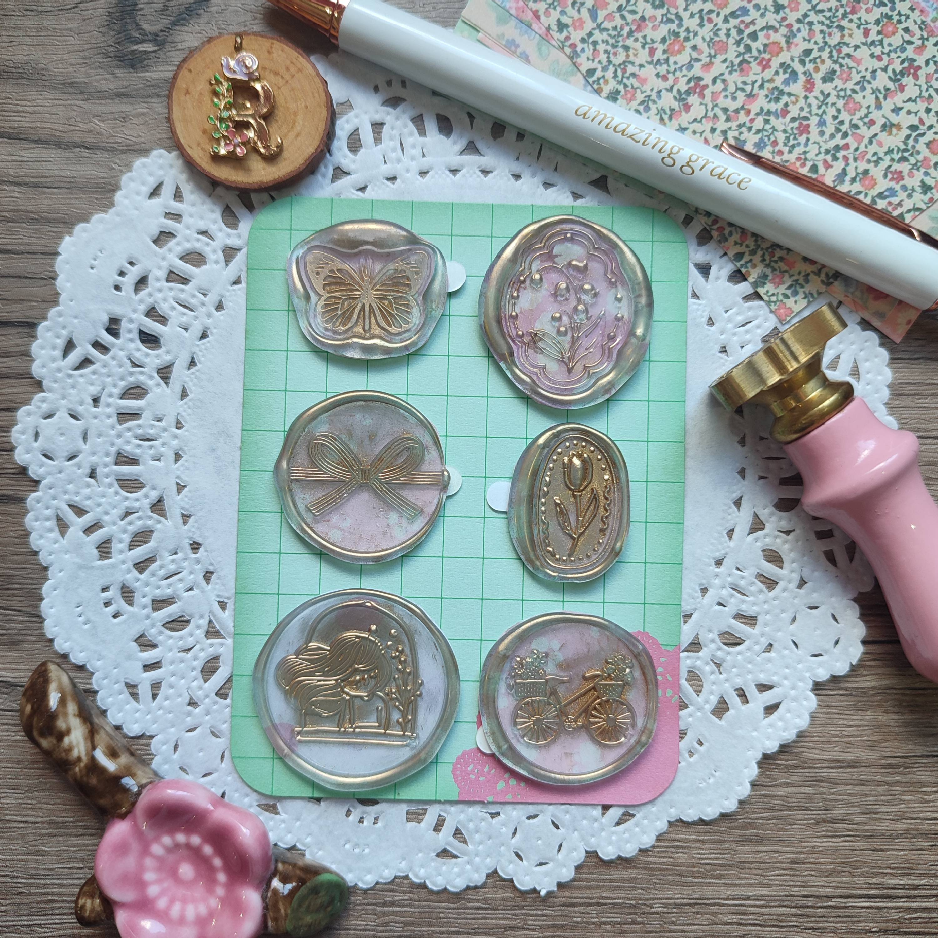 Pre-made Wax Seals in Pattern Paper Set 10