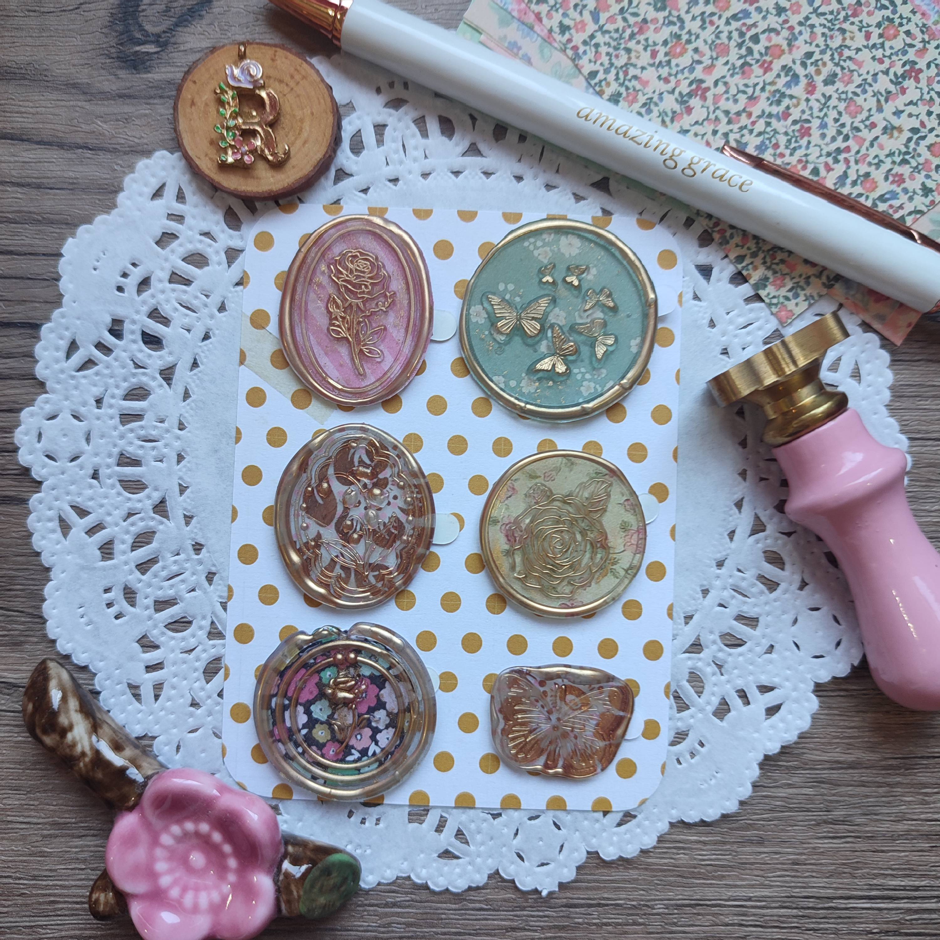 Pre-made Wax Seals in Pattern Paper Set 3