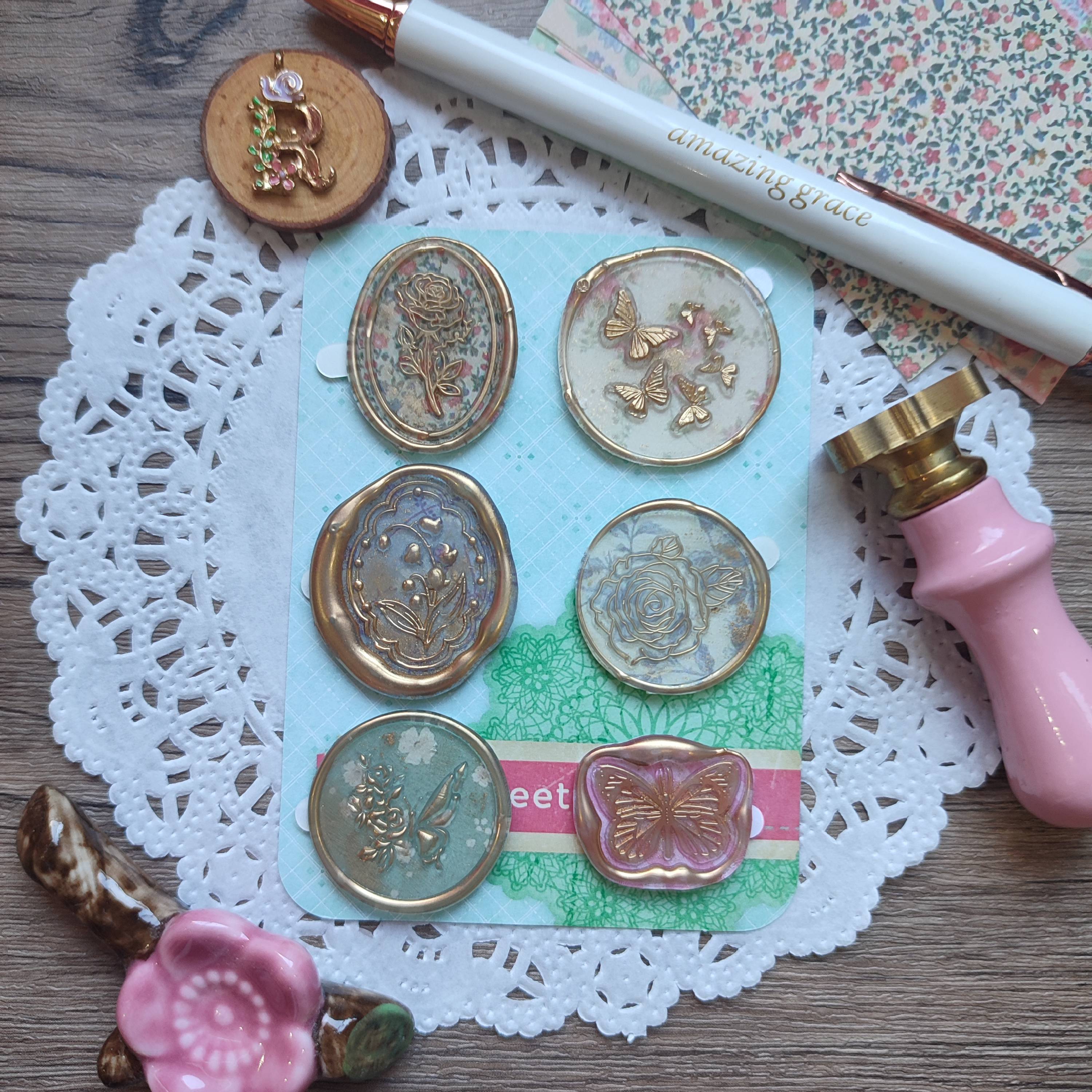 Pre-made Wax Seals in Pattern Paper Set 5