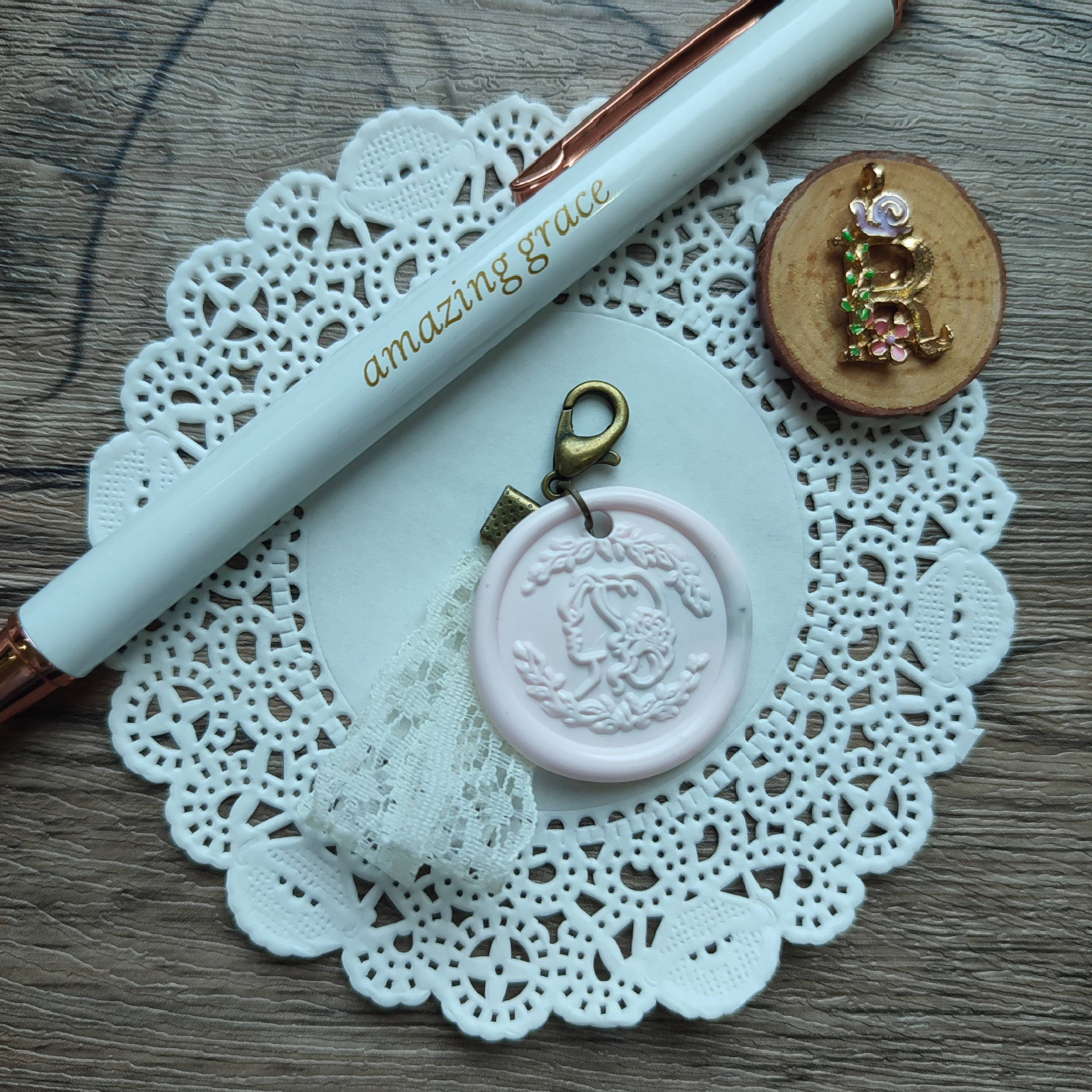 Wax Seal & Lace Journal Charm (Dainty Girl)