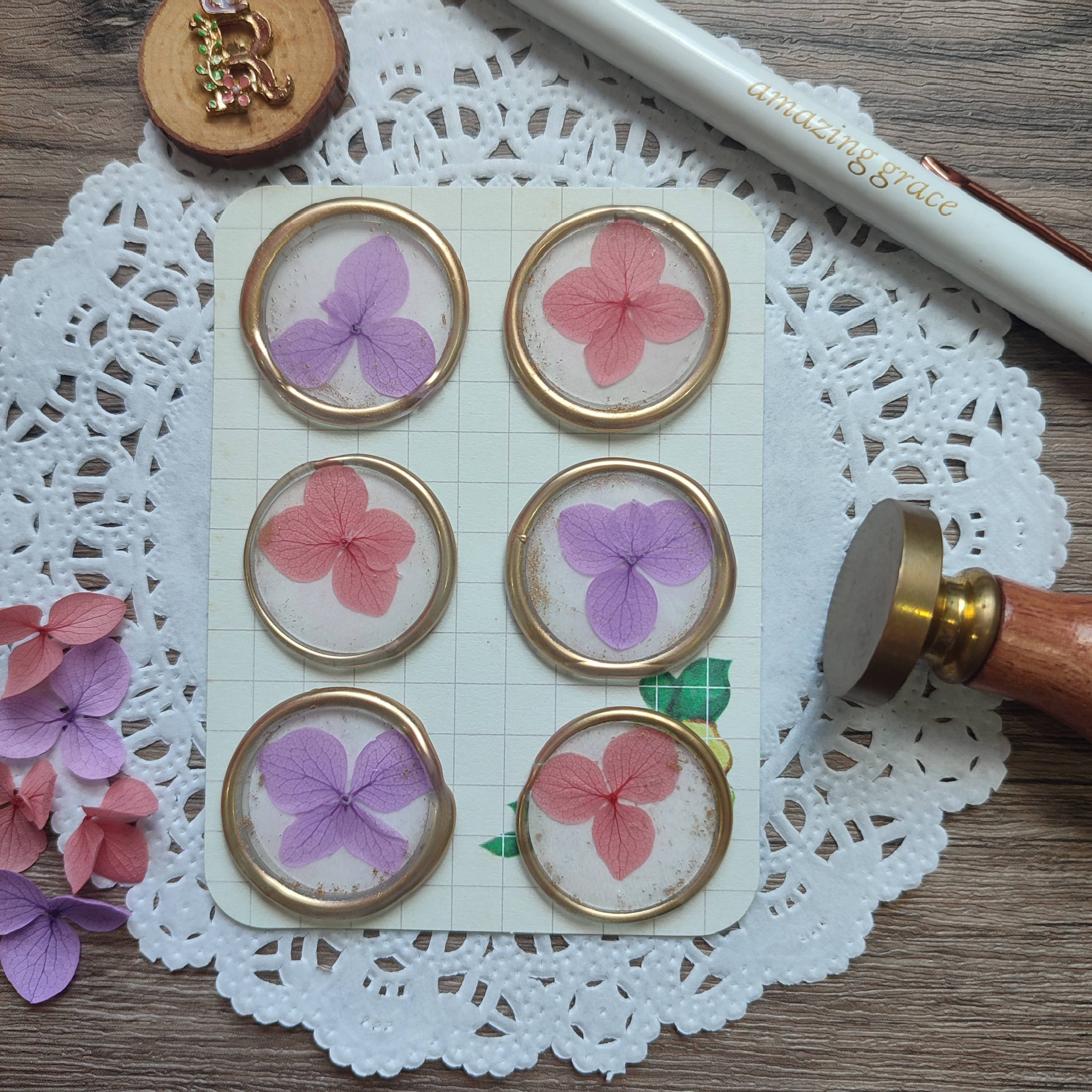 Pre-made Wax Seals with Dried Flowers Set 7