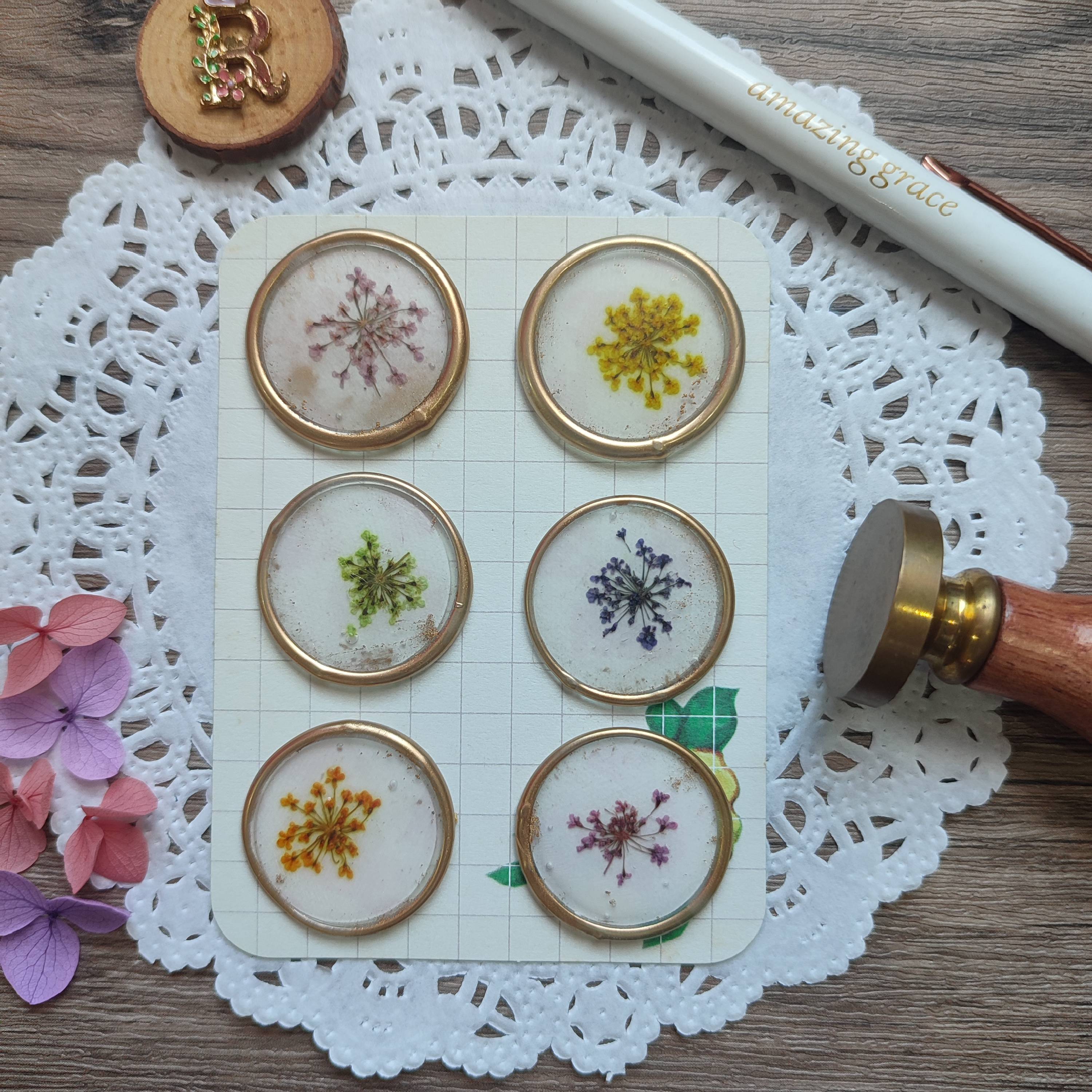 Pre-made Wax Seals with Dried Flowers Set 8