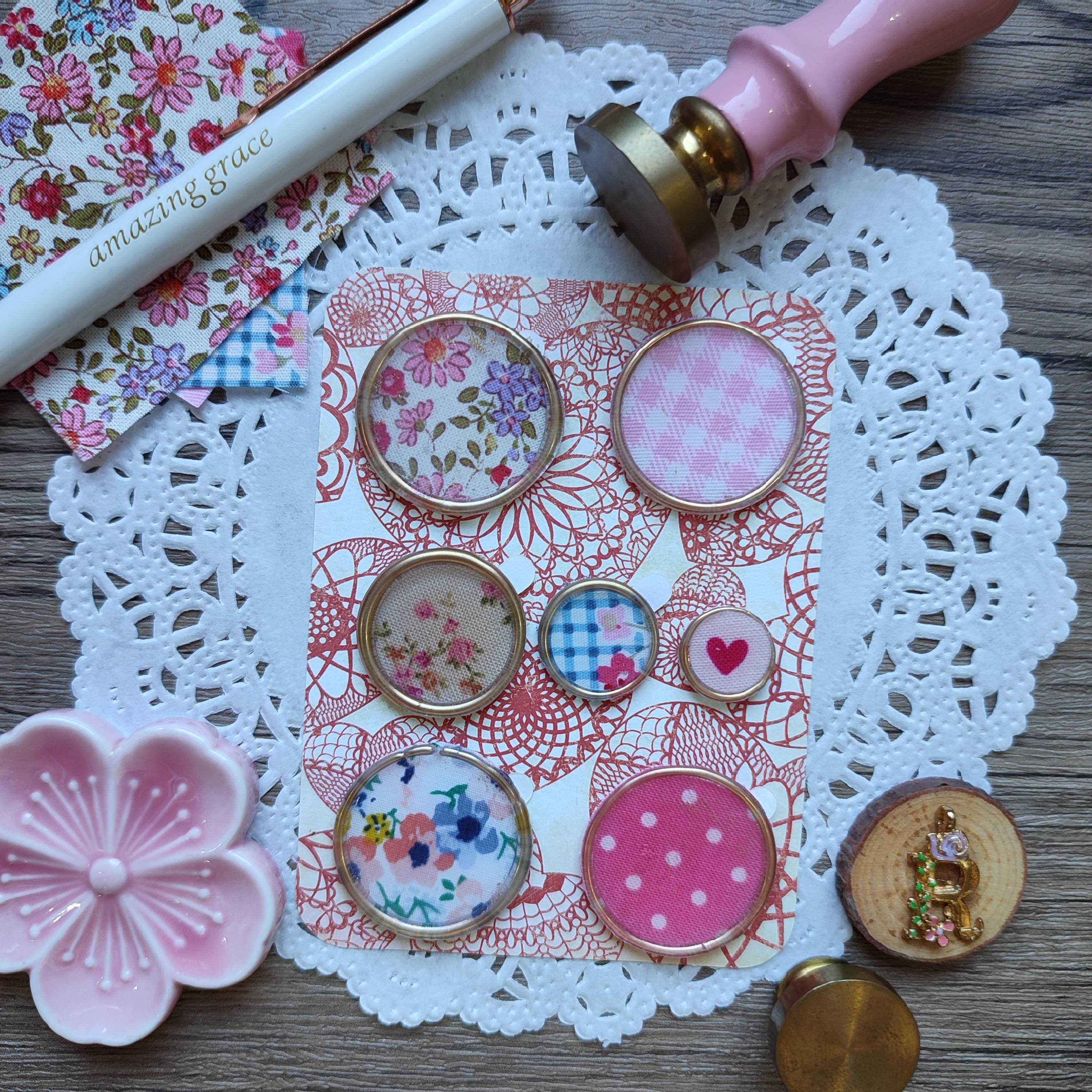 Pre-made Wax Seals in Fabric Set 5