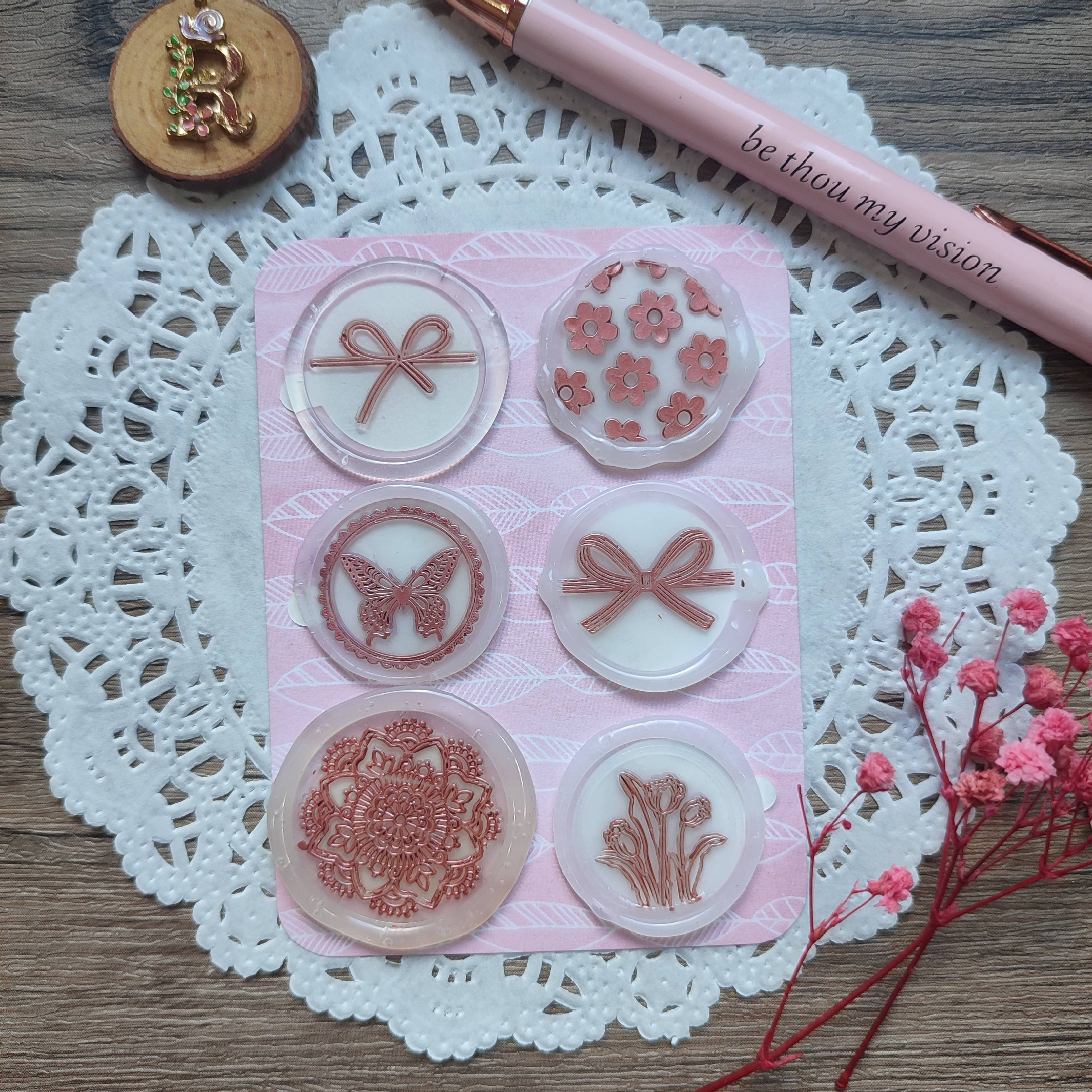 Pre-made Wax Seals Gilded with Rose Gold Marker Set 1