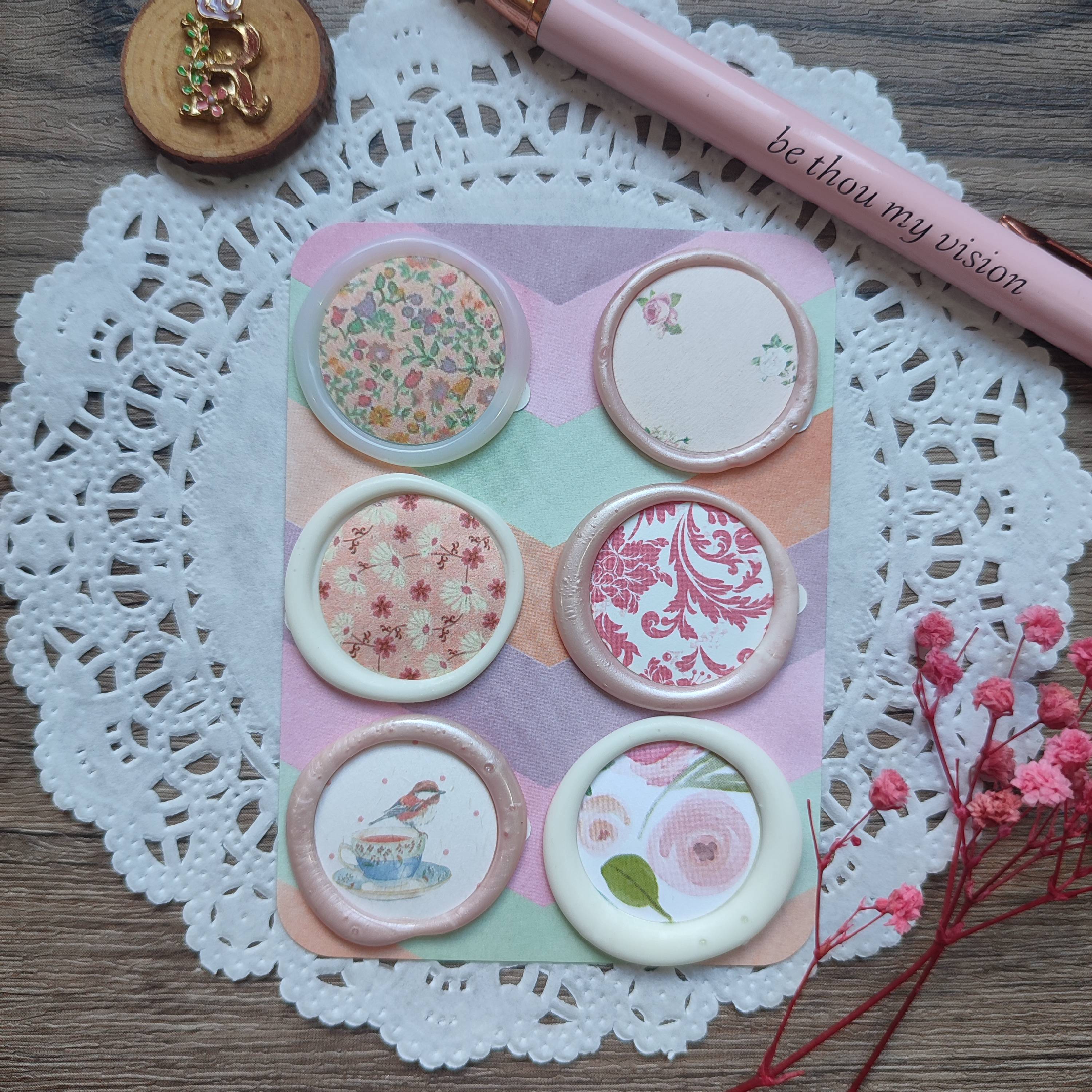 Pre-made Wax Seals with Pattern Paper Set 2