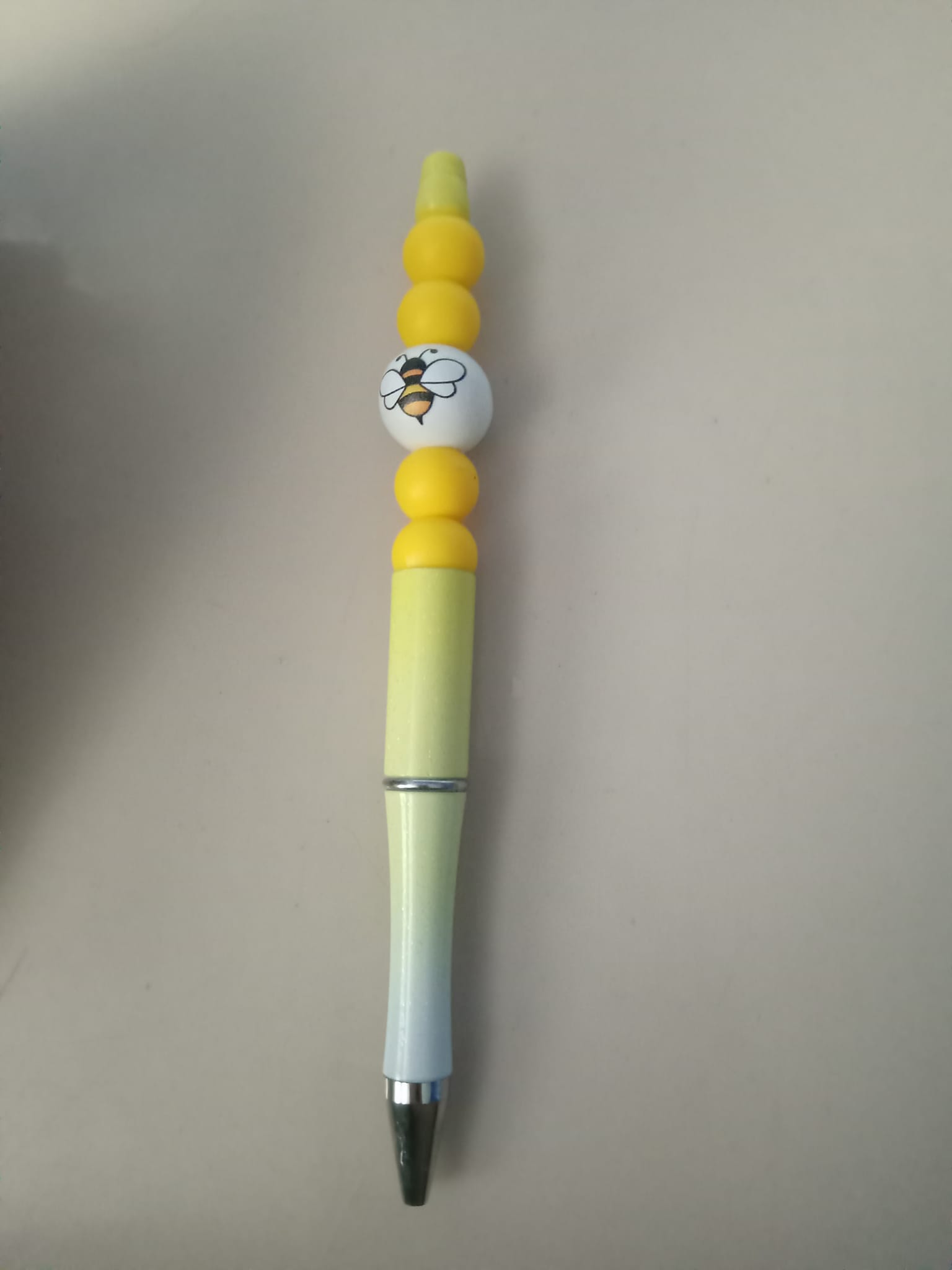 Yellow/White Glittery Beadable Pen
