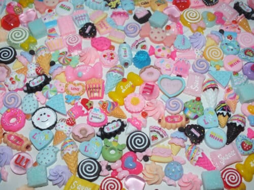 50pcs Resin Cartoon Cabochon Flatback Girls Fun Sweetie Candy Cute Charms Mixed DIY