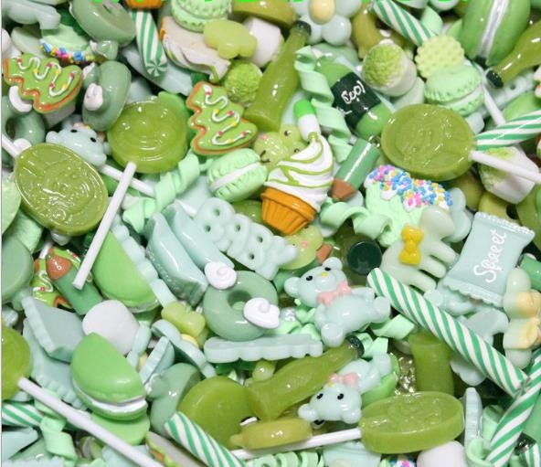 Green Mixed Candy Resin Sweets Fake Flatback Food Dolls House Charms Cabochon Choose Amount