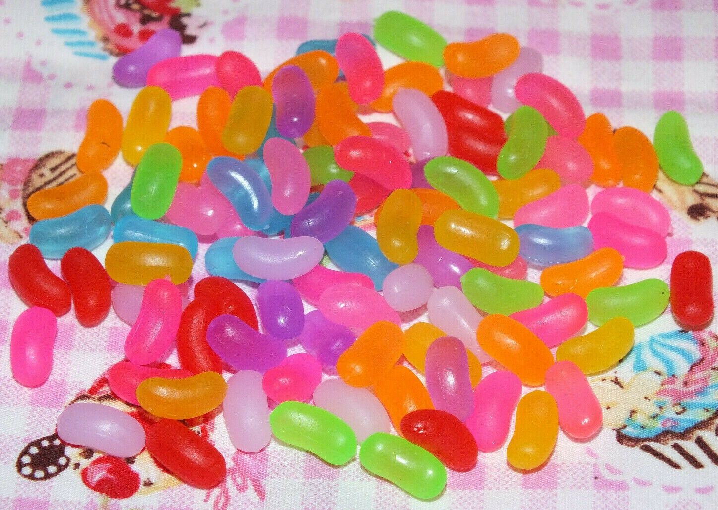 20 pcs mixed Realistic TINY Jelly Beans Sweets Candy Resin 3D Cabochons Dolls House Food 10mm