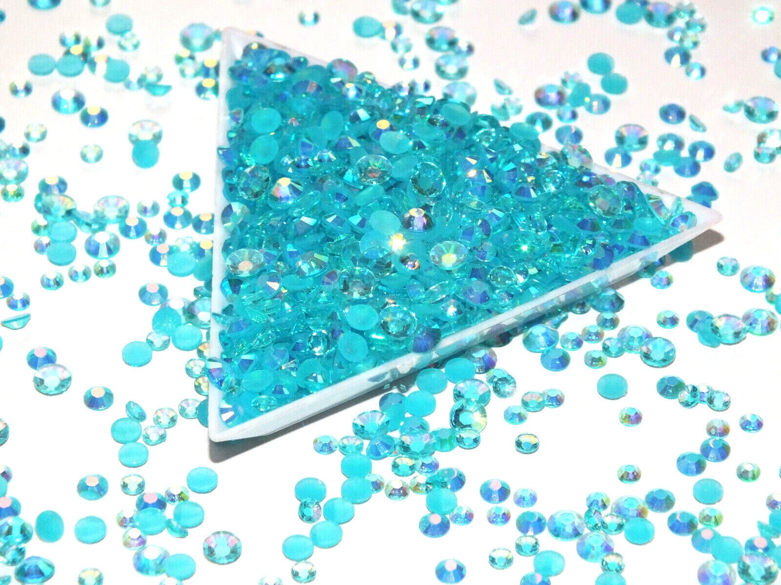 Aqua Blue Sparkle Mixed 1000pc Acrylic Resin JELLY Rhinestone Gems Nail Art