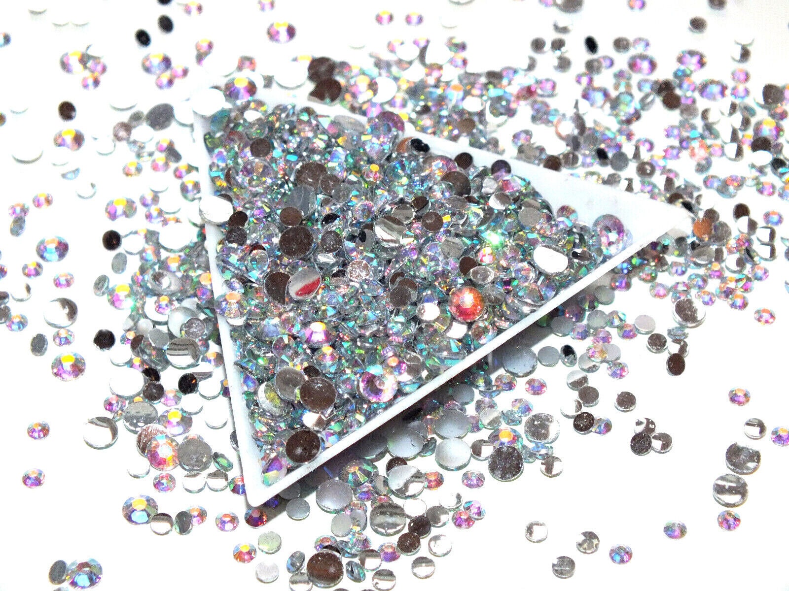 Crystal Clear AB Sparkle Mixed 1000pc Acrylic Resin JELLY Rhinestone Gems Nail