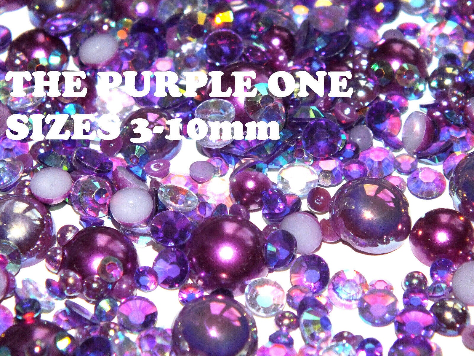 The Purple One Mauve Lilac 500pc Acrylic Resin Faux Half Pearls Rhinestone Gems