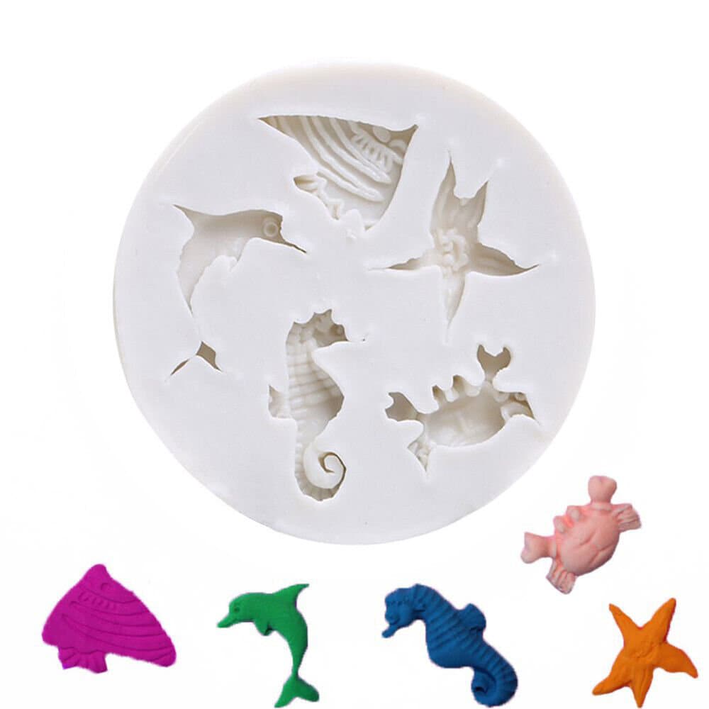 Food Grade Seahorse Crab Silicone Molds Soap Candle Fondant Baking Chocolate DIY