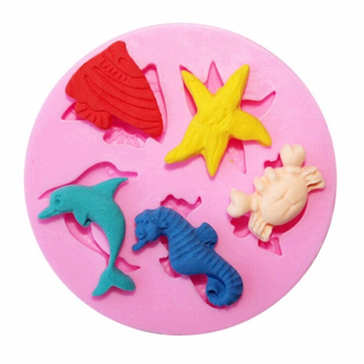 Food Grade Seahorse Crab Fish Silicone Mold Soap Candle Fondant Baking Chocolate