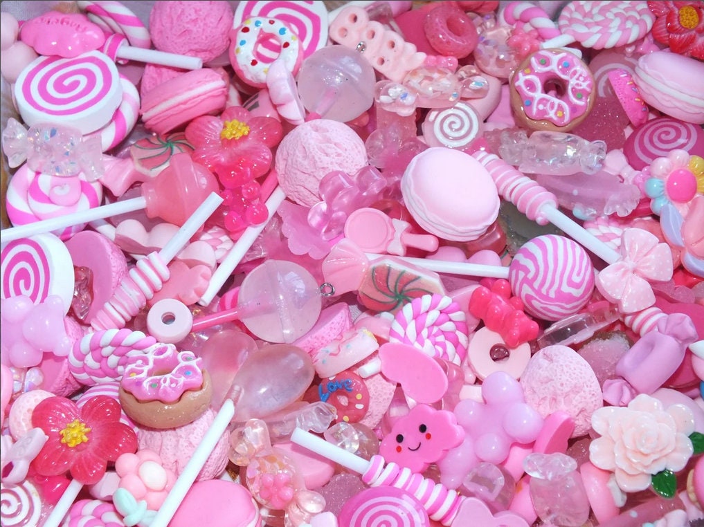 New Designs Pink Mixed Candy Resin & Clay Lollipop Sweets Fake Flatback Food Charms Cabochon DIY Cho