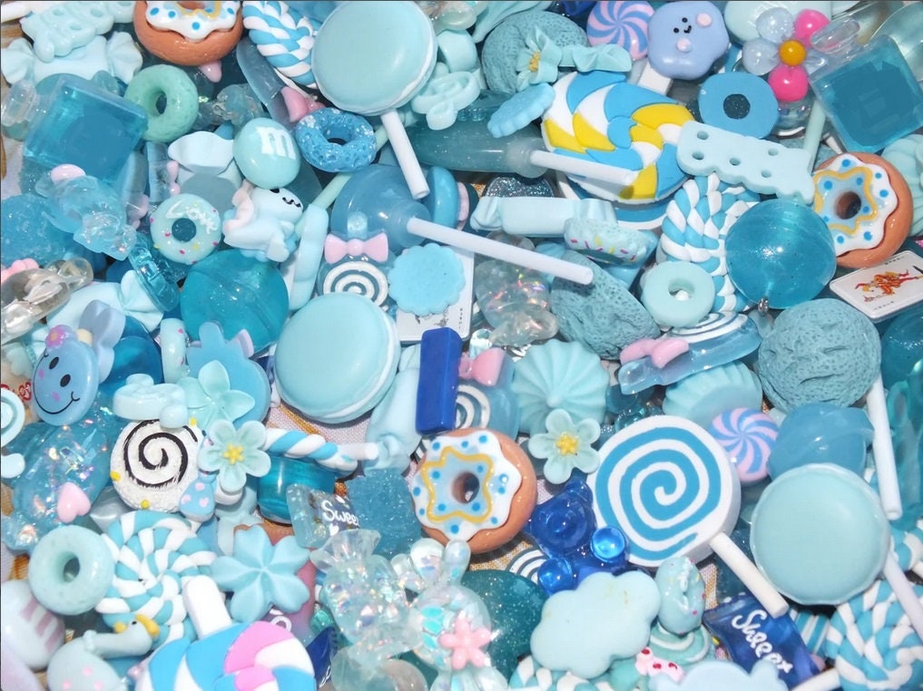 New Designs Blue Mixed Candy Resin & Clay Lollipop Sweets Fake Flatback Food Charms Cabochon DIY Cho
