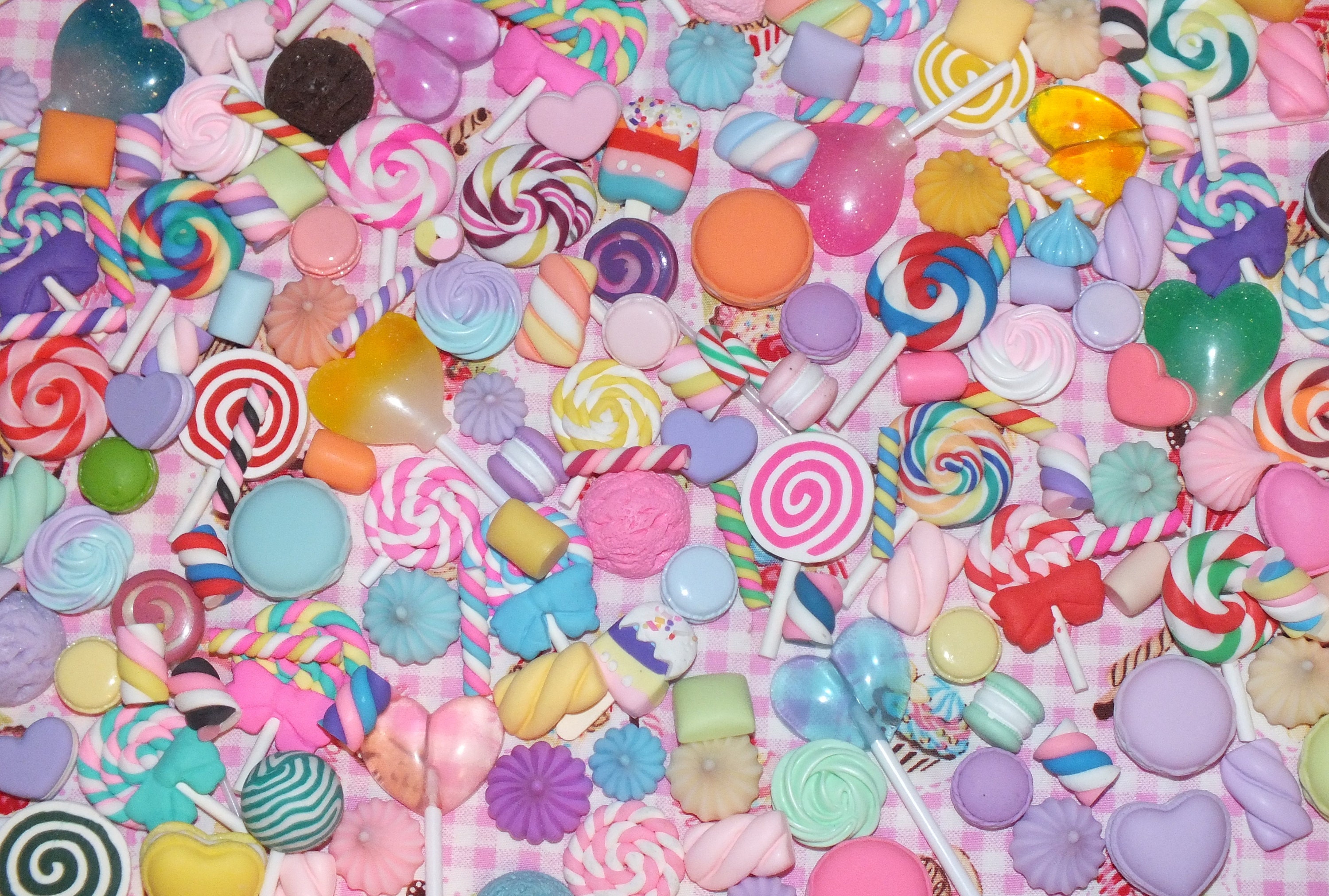 New Candy Time Lollipops Flumps Macaroon Cakes Mixed Candy Resin & Clay Sweets Fake Flatback Food Do