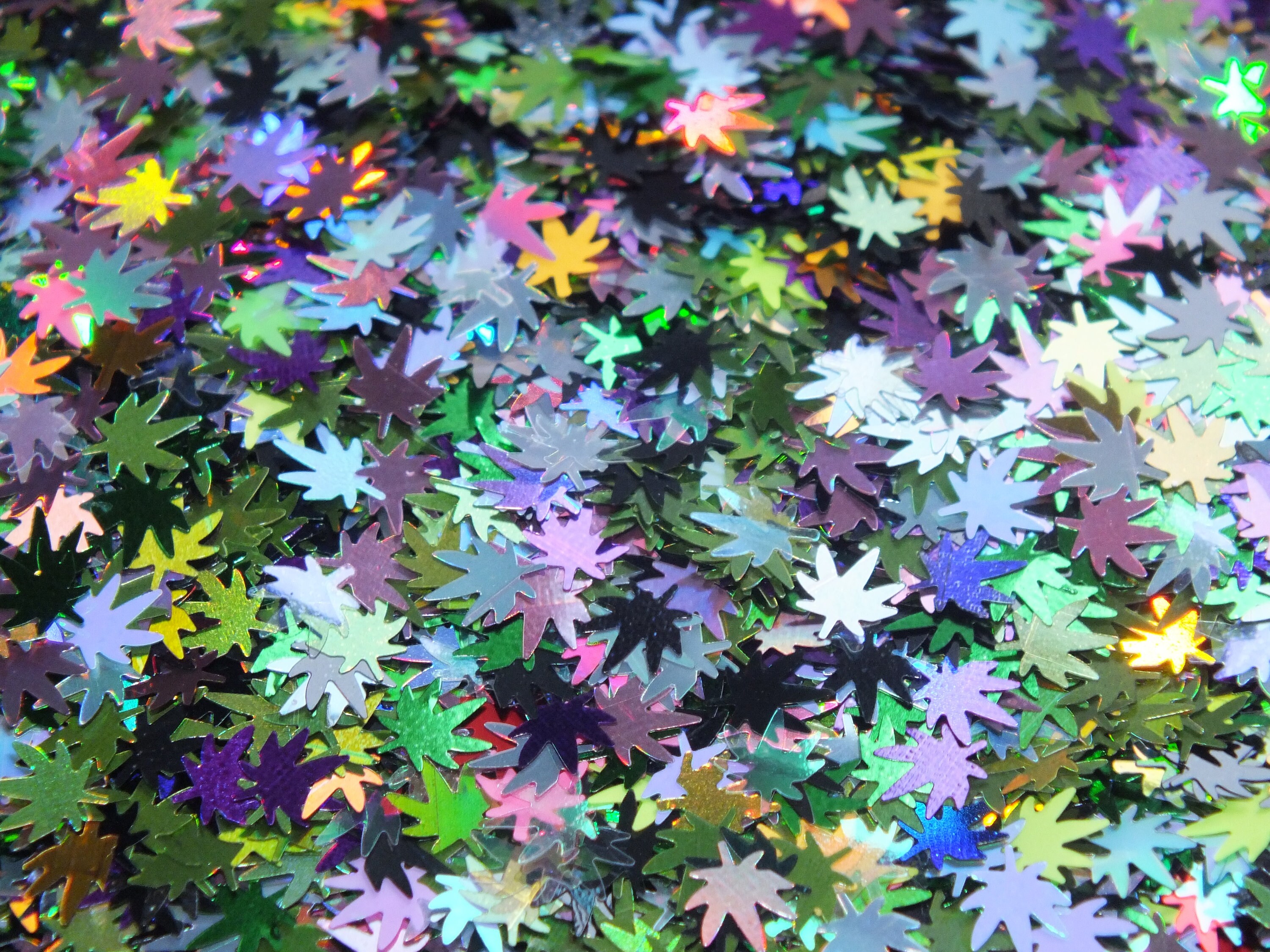 BULK Buy SALE Clearance 50g Holographic Weed Cannabis Leaf Multi Coloured Nail Art Glitter Slime Seq