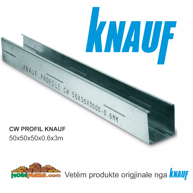 KNAUF PROFIL CW 50/50/0.6 x 3000mm (3M) Profil për mure dhe tavane të ...