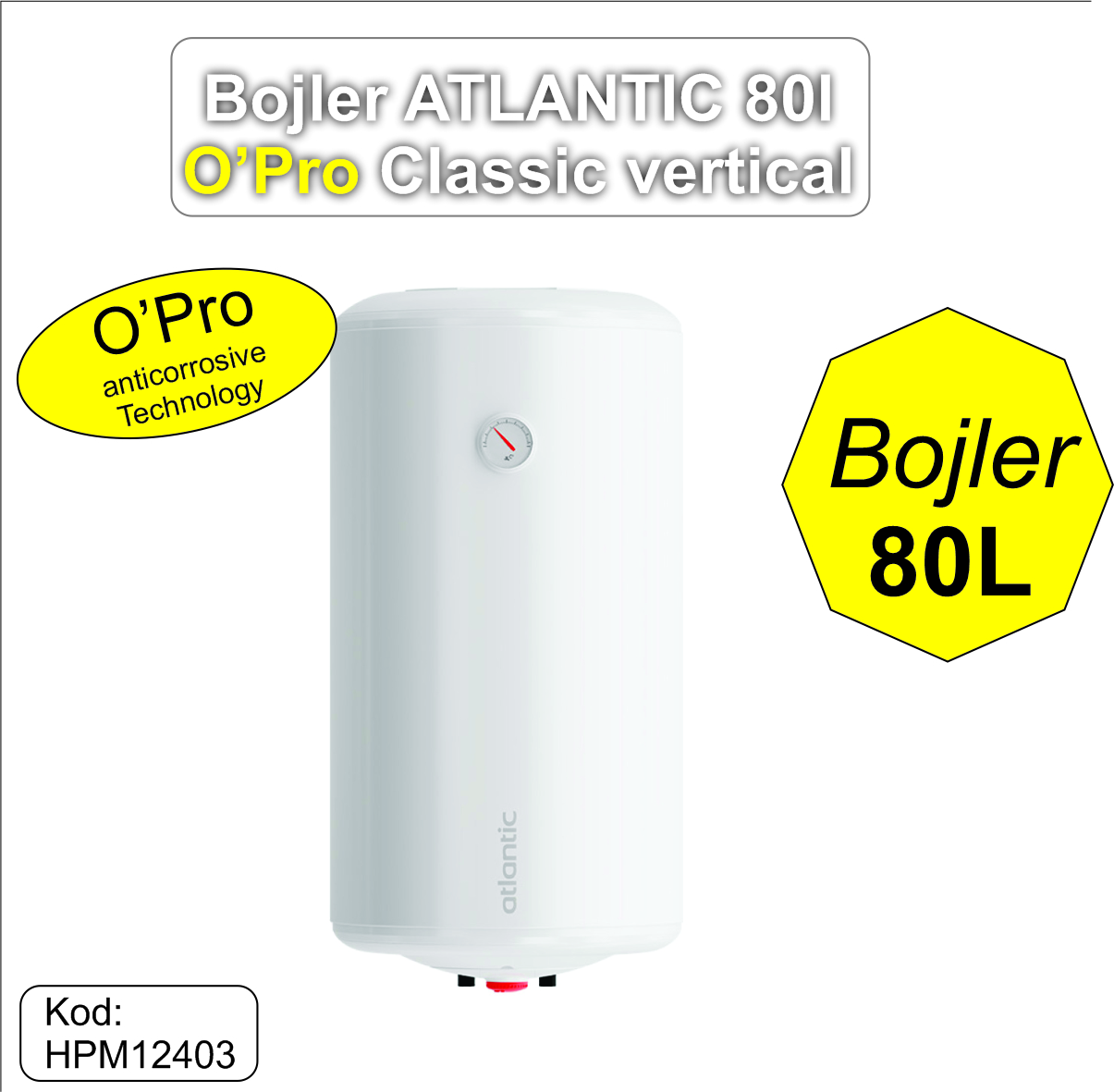 Bojler Atlantic 80l O'pro Classic vertical