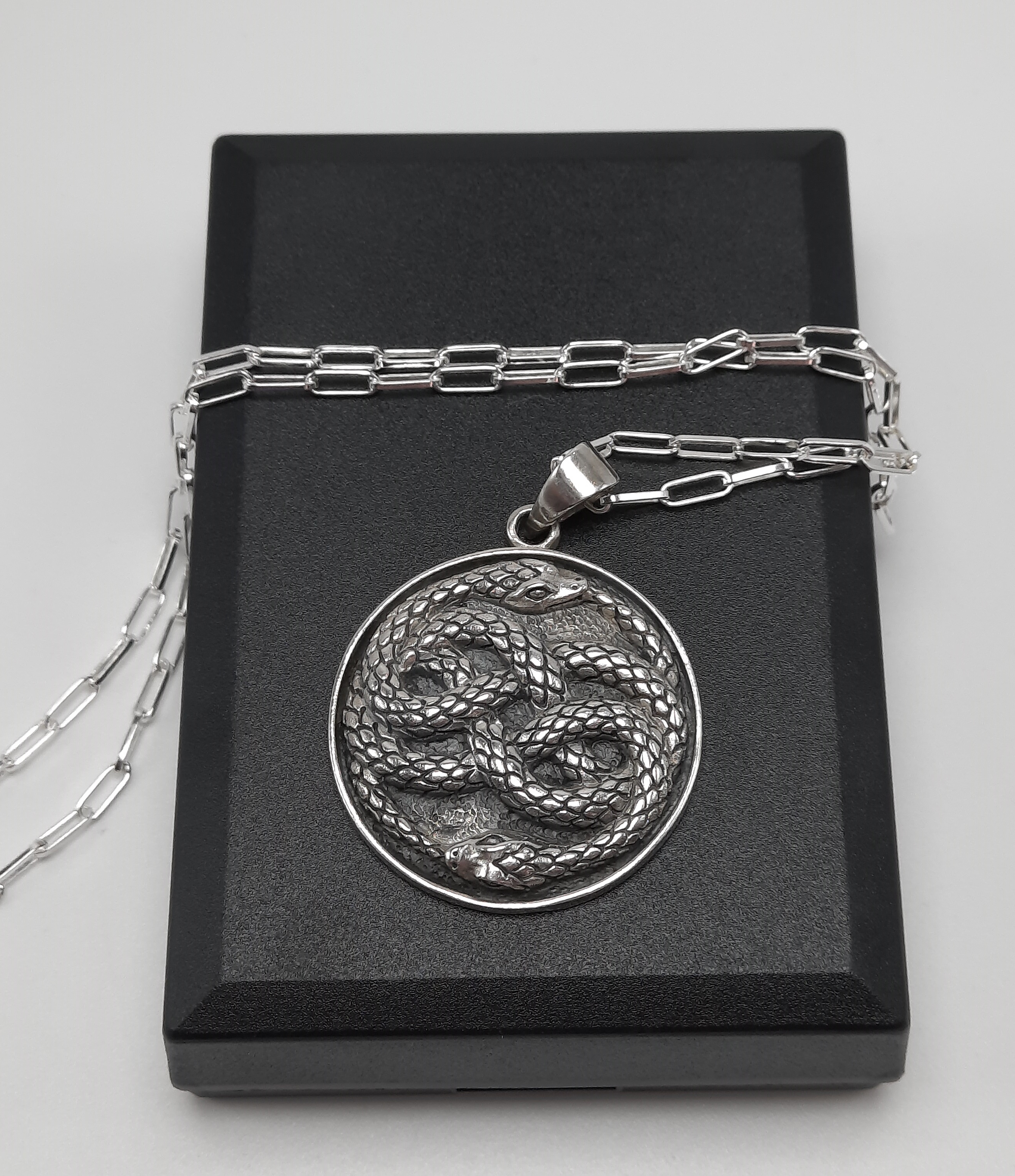 Sterling Silver Twin Snake Pendant and Chain