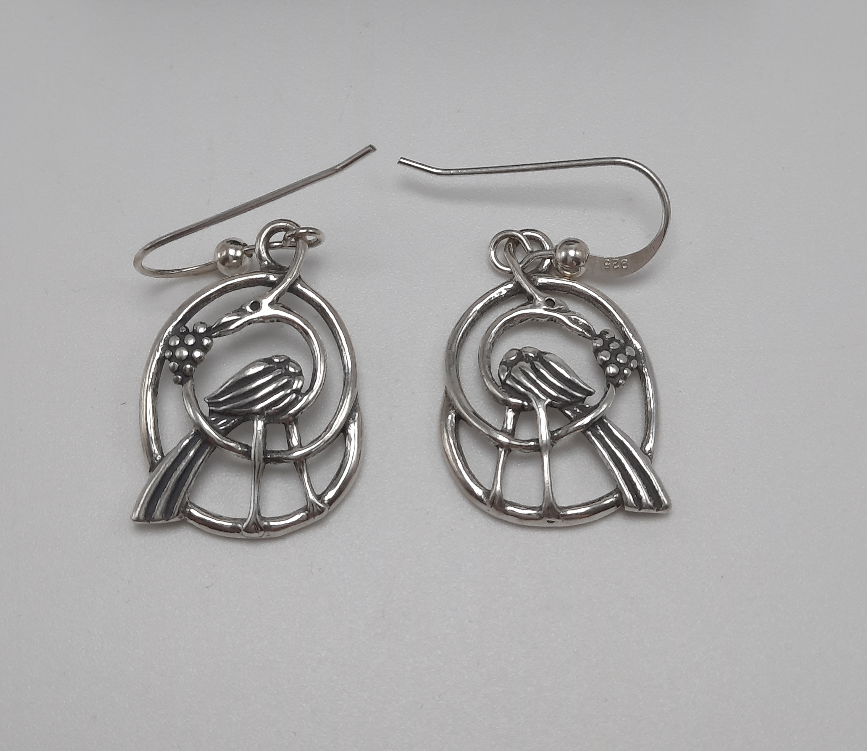 Sterling Silver Bird Design Earrings by Kit Heath - 1997