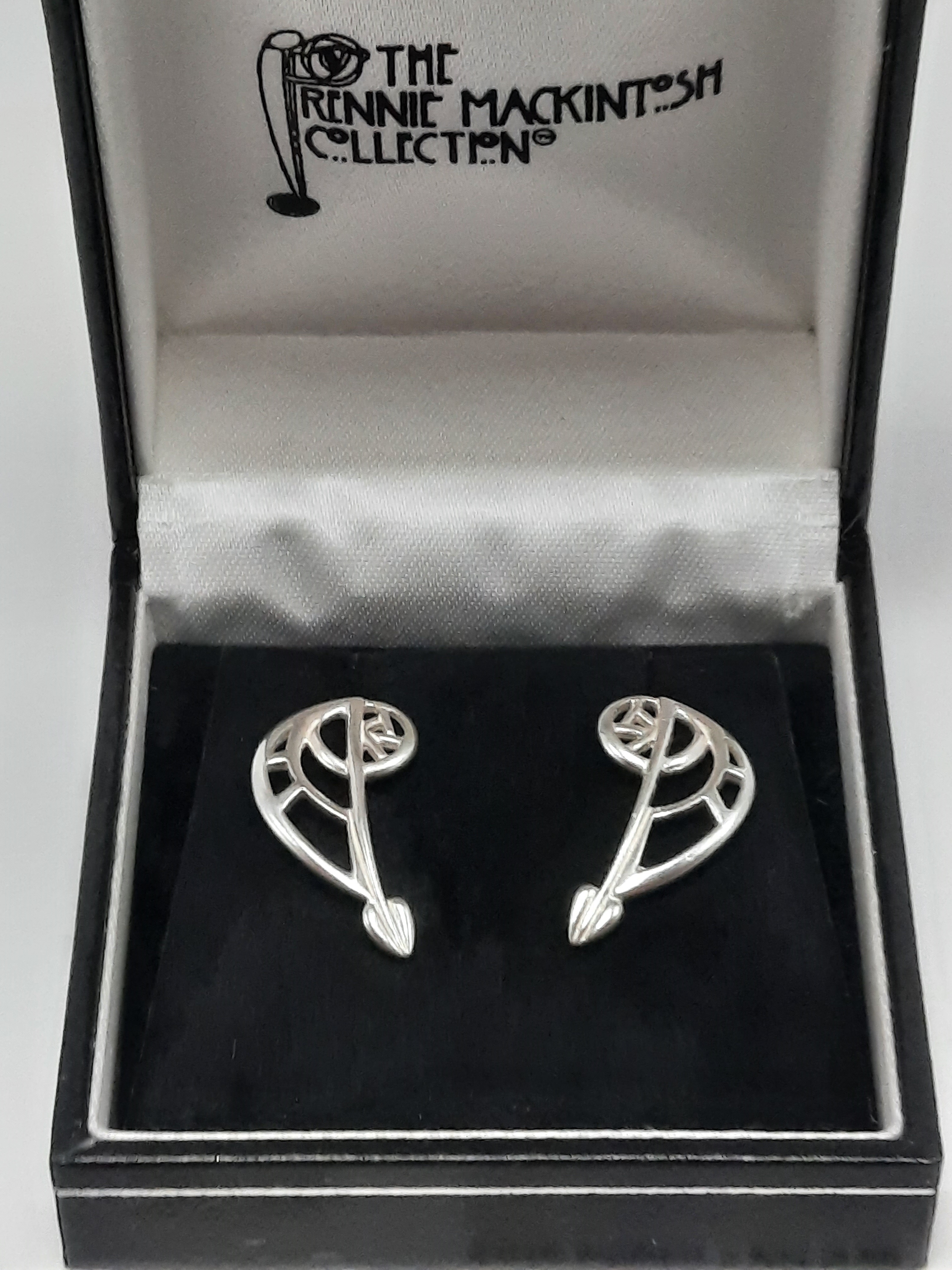 Sterling Silver Rennie Mackintosh Inspired Stud Earrings by Carrick